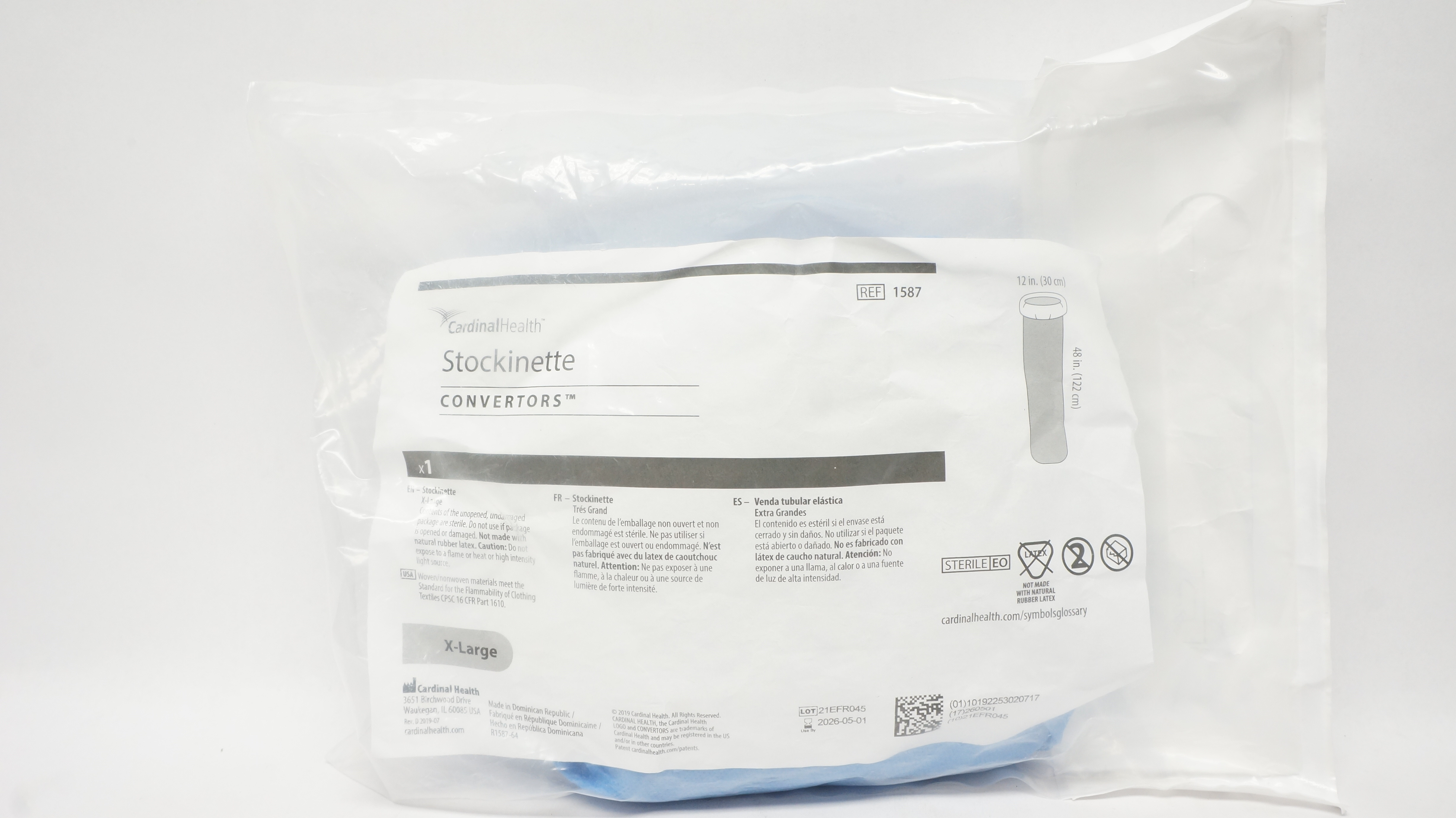 Cardinal Health 1587 Convertors Stockinette, X-Large