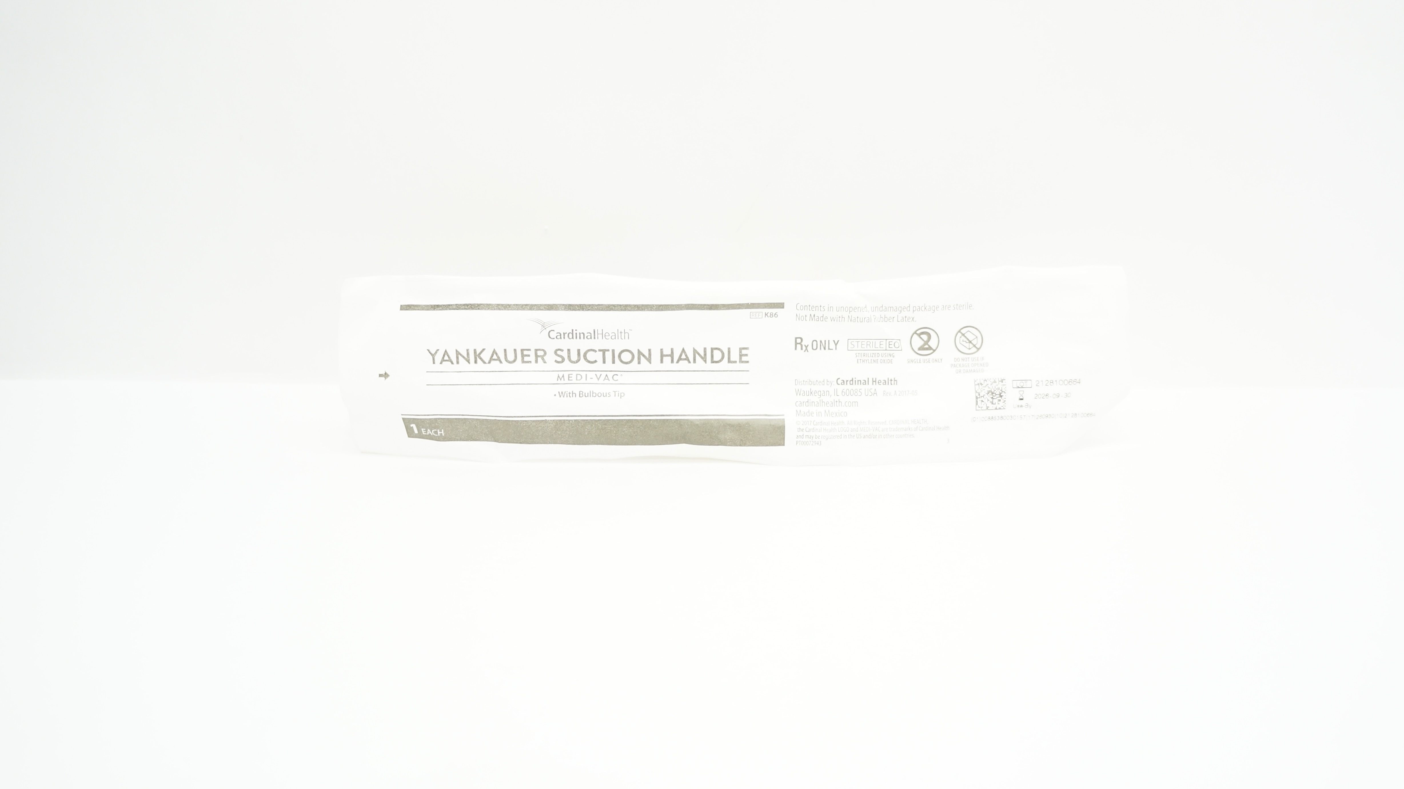 Cardinal Health K86 Medi-Vac Yankauer Suction Handle With Bulbous Tip