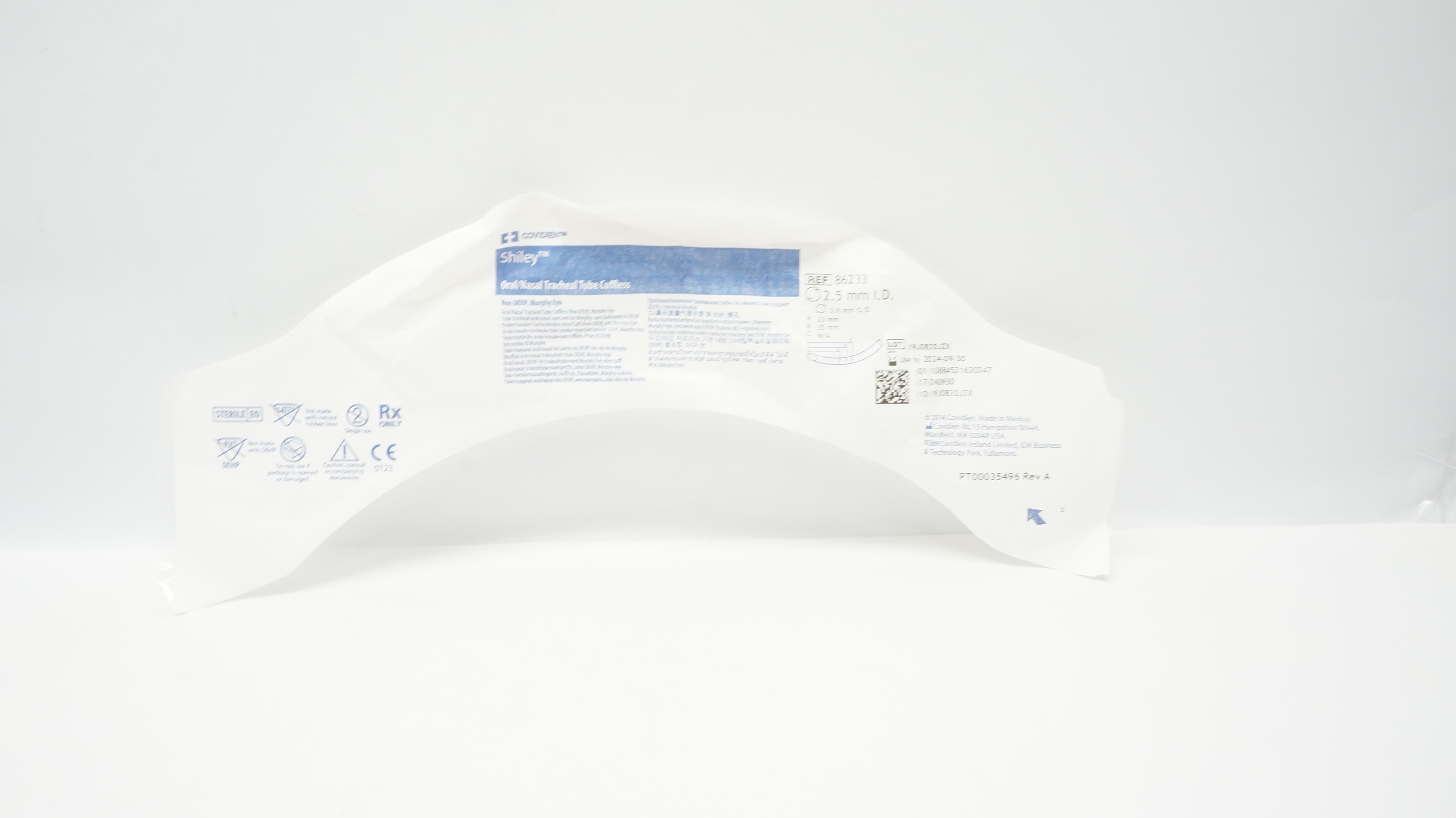 Covidien 86233 Shiley Oral/Nasal Tracheal Tube Cuffless 2.5mm ID x 3.6mm OD (x)