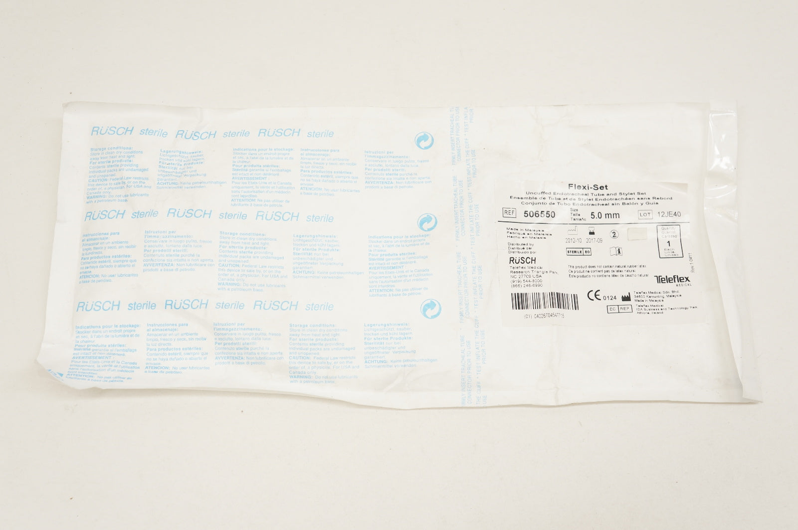 Teleflex 506550 Flexi-Set Uncuffed Endotracheal Tube and Stylet Set 5.0mm (x)
