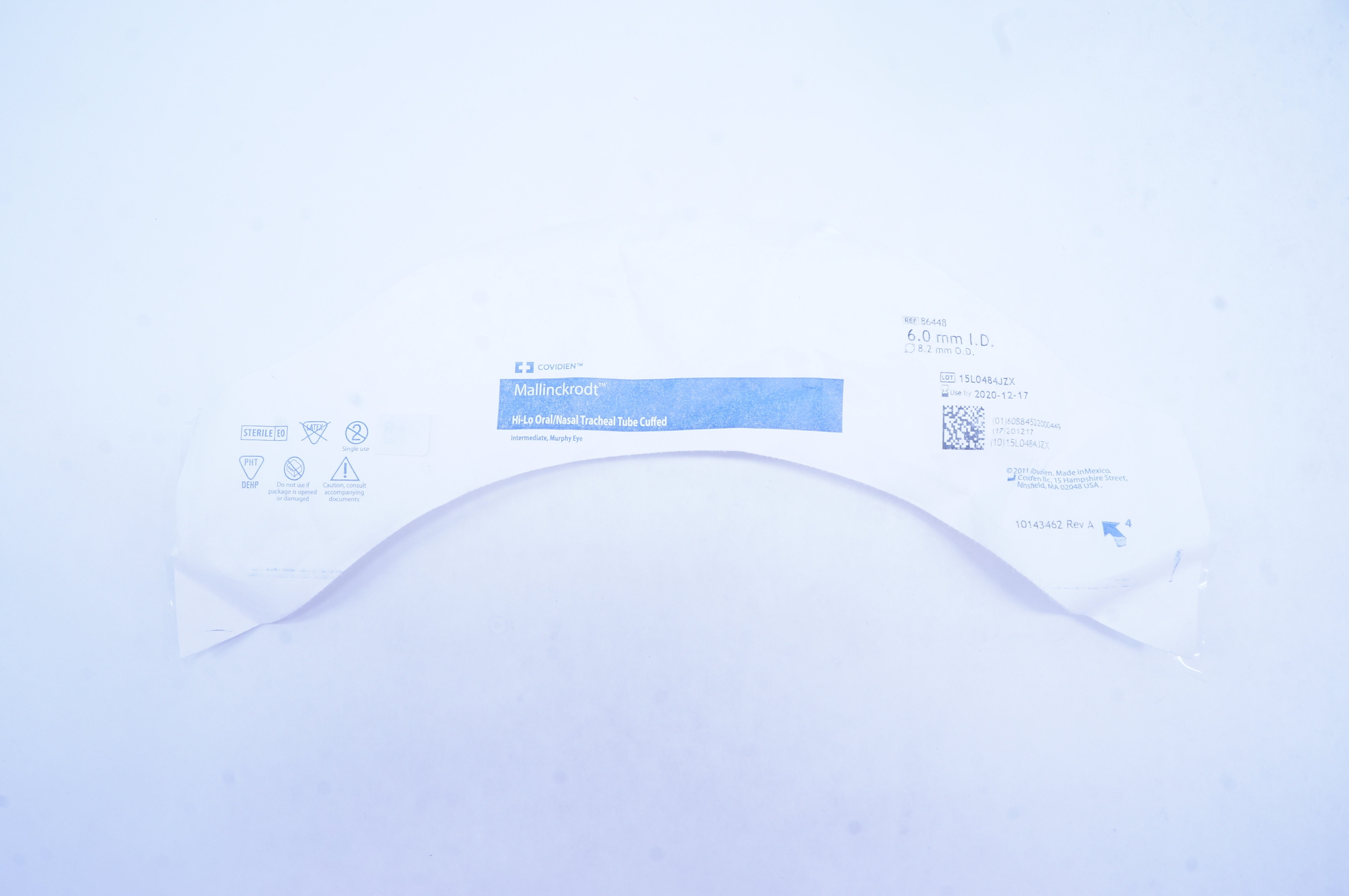 Covidien 86448 Mallinckrodt Hi-Lo Oral/Nasal Tracheal Tube Cuffed 6 x 8.2mm (x)