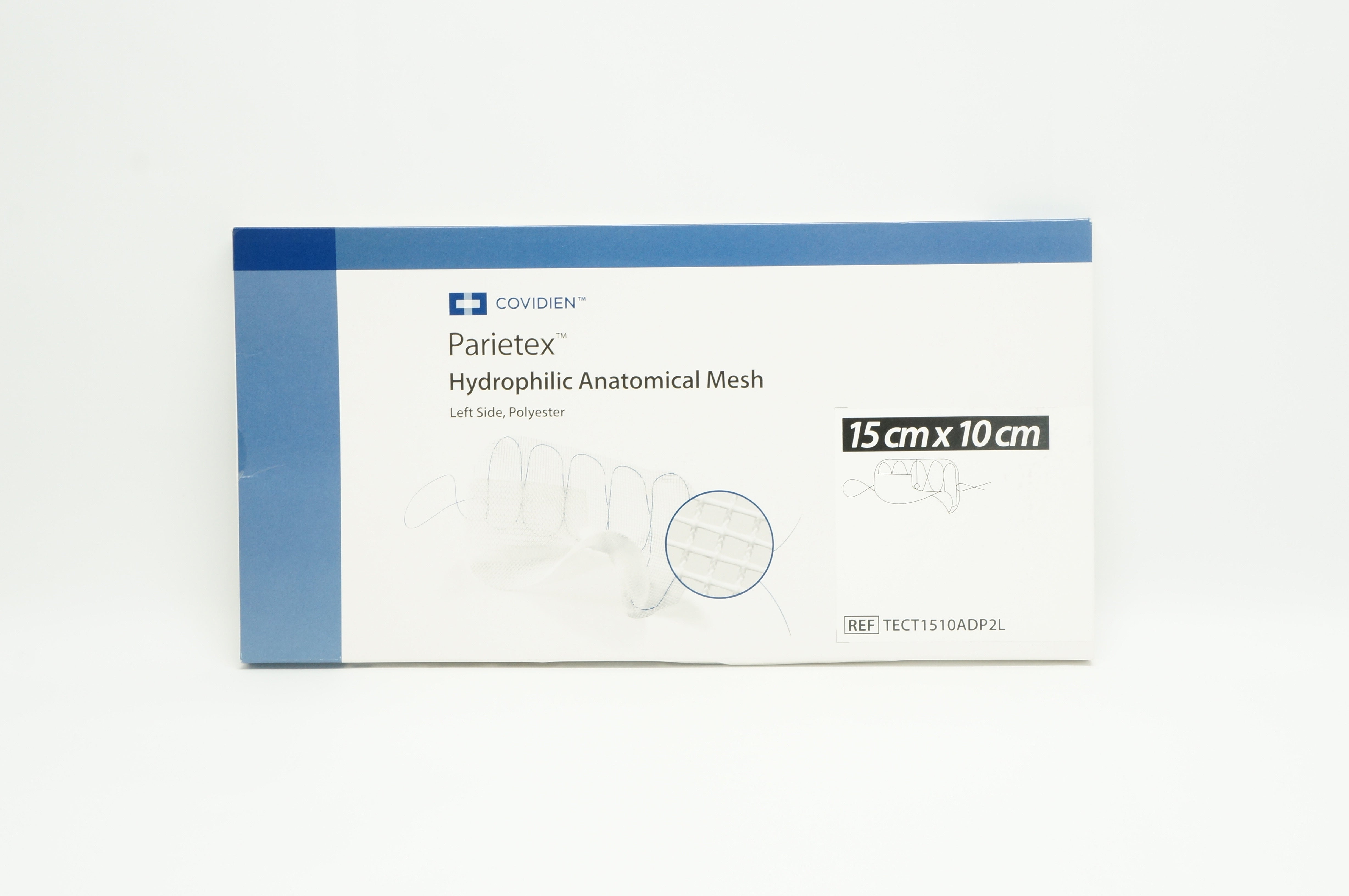 Covidien TECT1510ADP2L Parietex Hydrophilic Anatomical Mesh Left Side 15cm x10cm