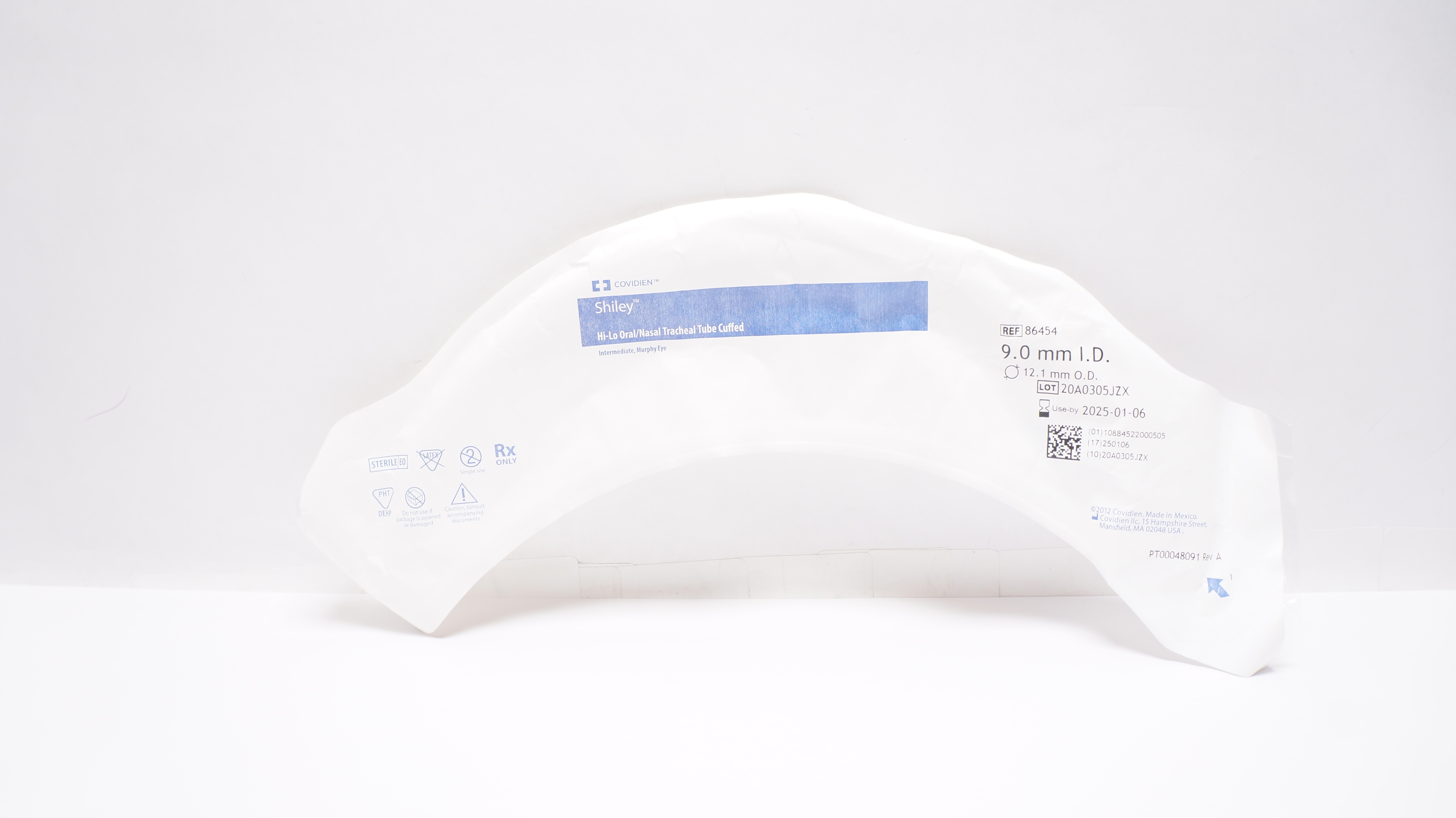 Covidien 86454 Shiley Hi-Lo Oral/Nasal Tracheal Tube Cuffed 9.0mm ID x 12.1mm OD