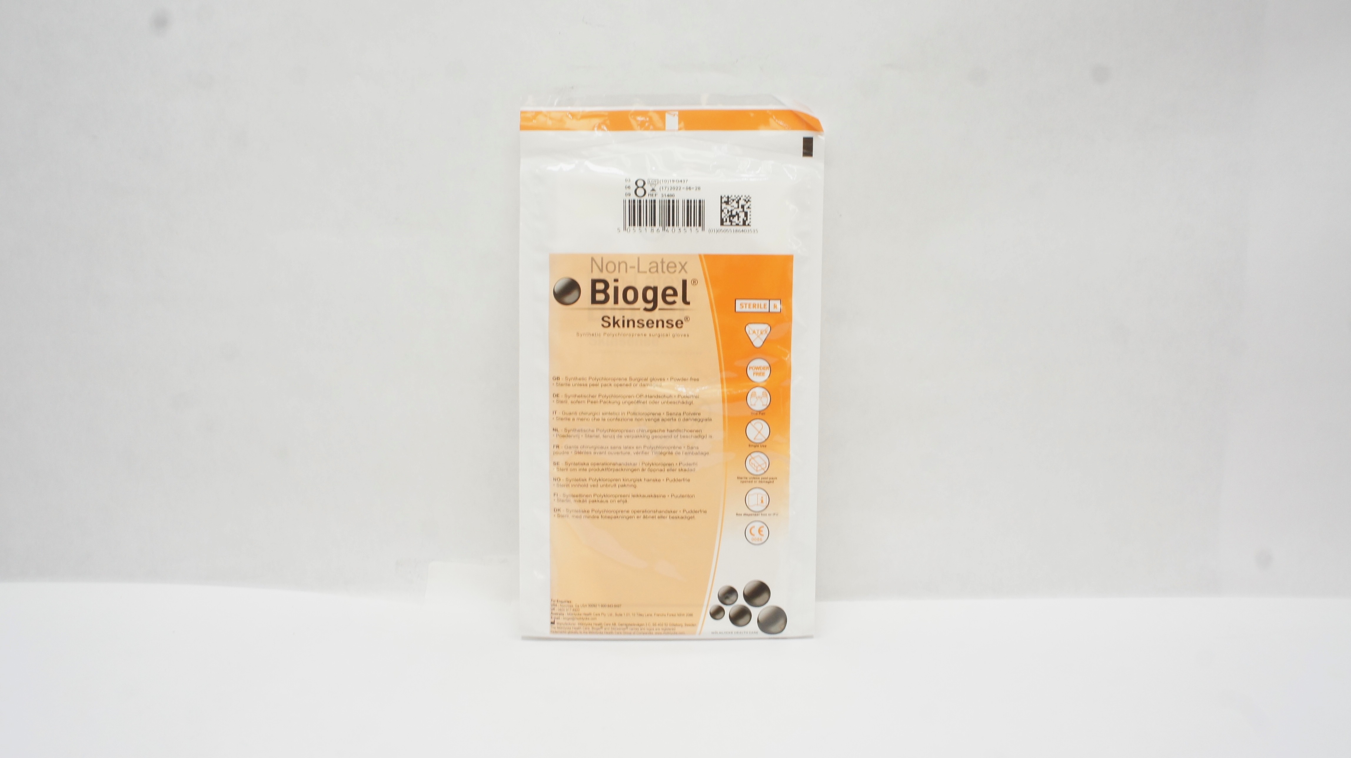 Molnlycke Healthcare 31480 Biogel Skinsense Sterile Surgical Gloves Size 8 (x)