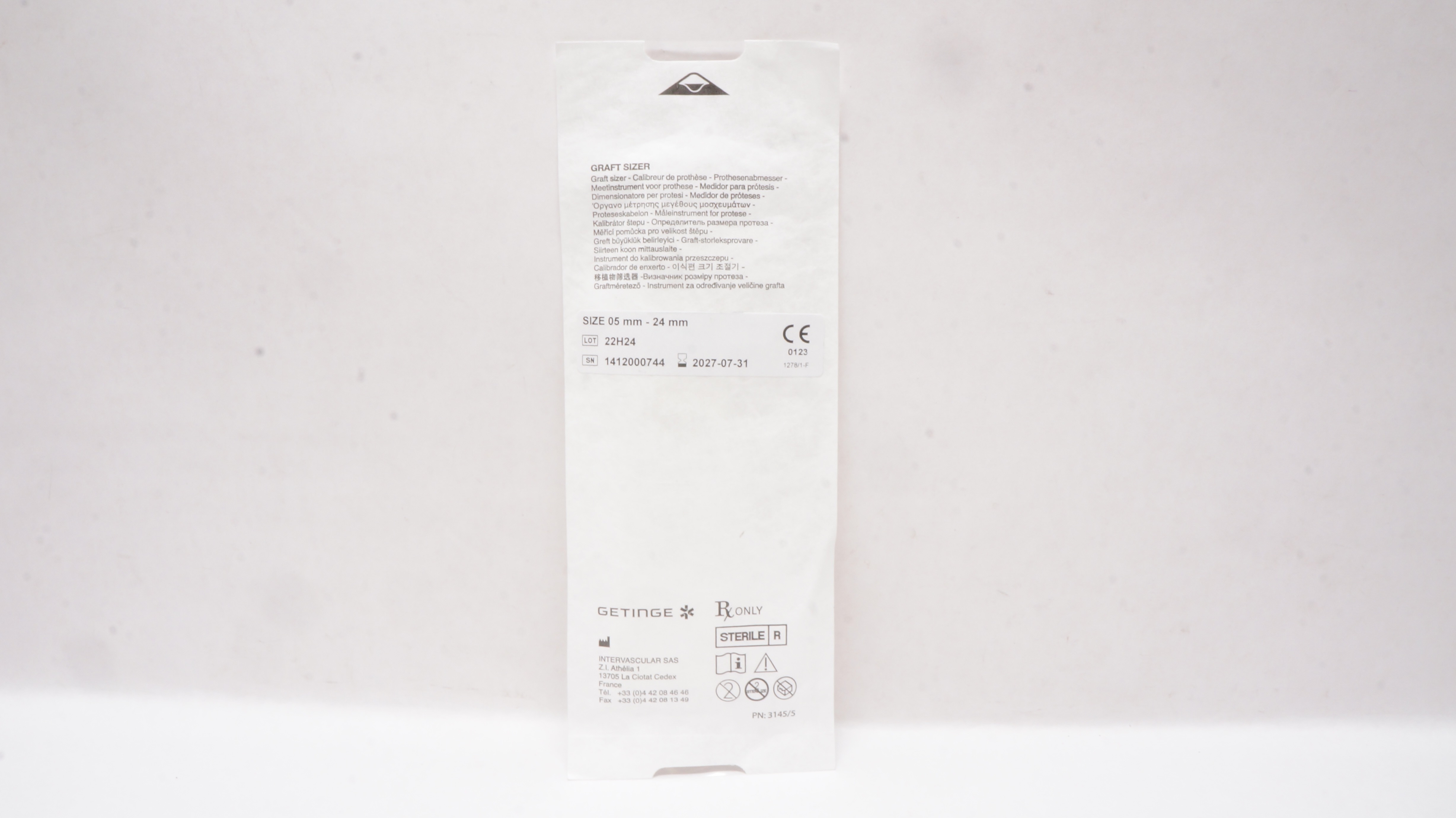 Intervascular Getinge Graft Sizer 0.5mm-24mm