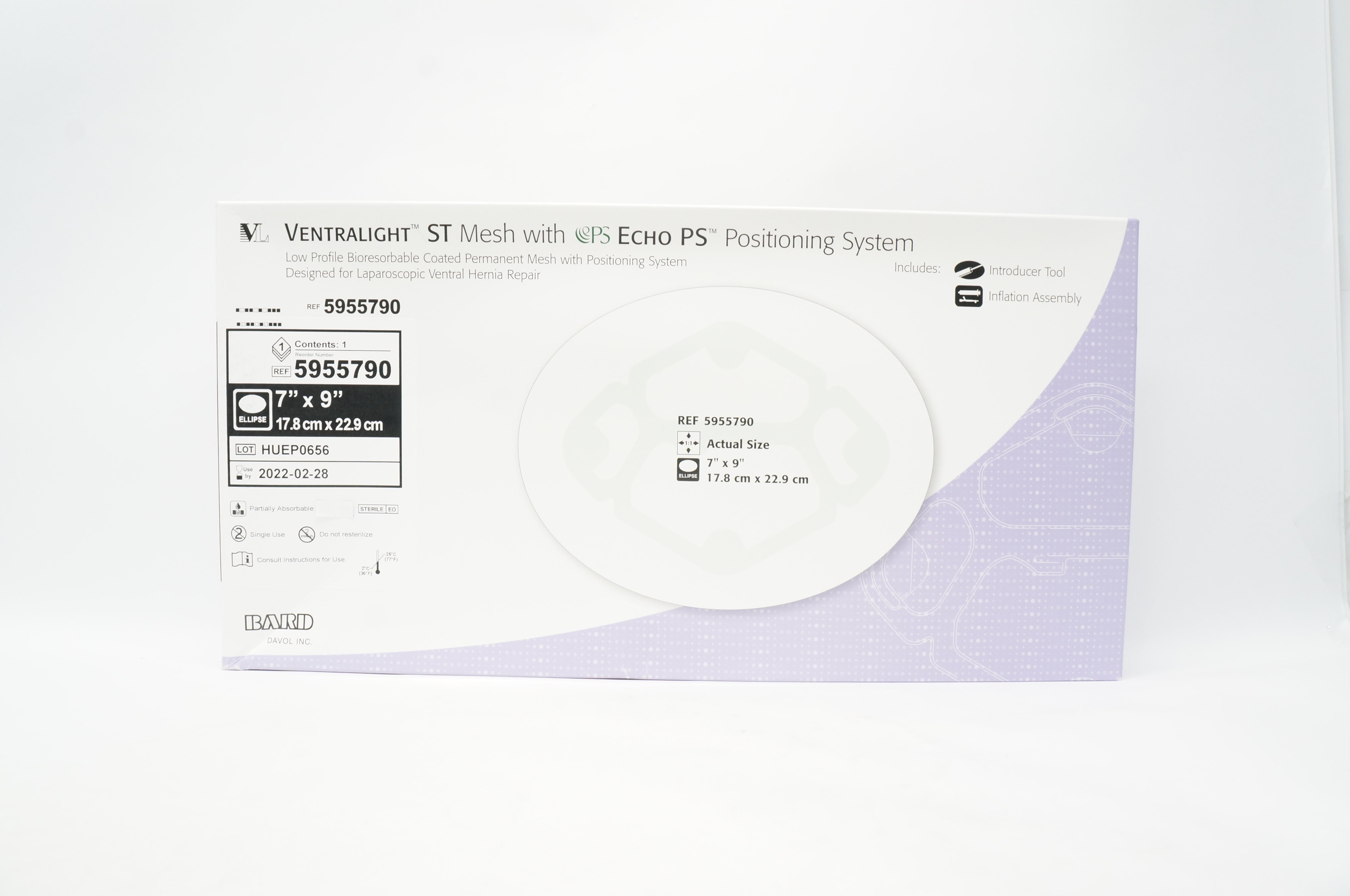 Bard 5955790 Ventralight ST Mesh With Echo PS Positioning System 7 x 9 inch