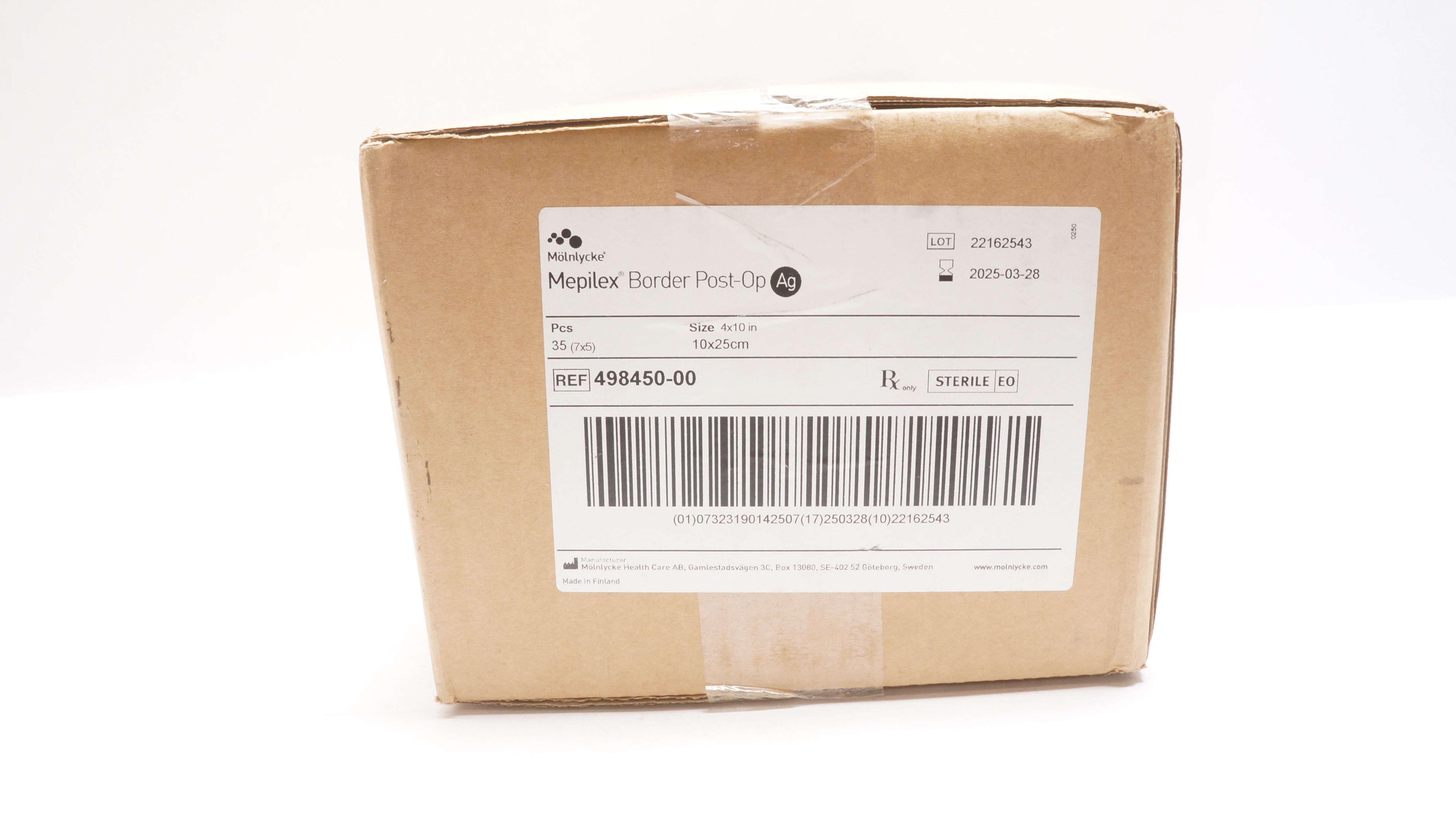 Molnlycke Healthcare 498450-00 Mepilex Border Post-Op Ag 4 x 10inch - Case of 35