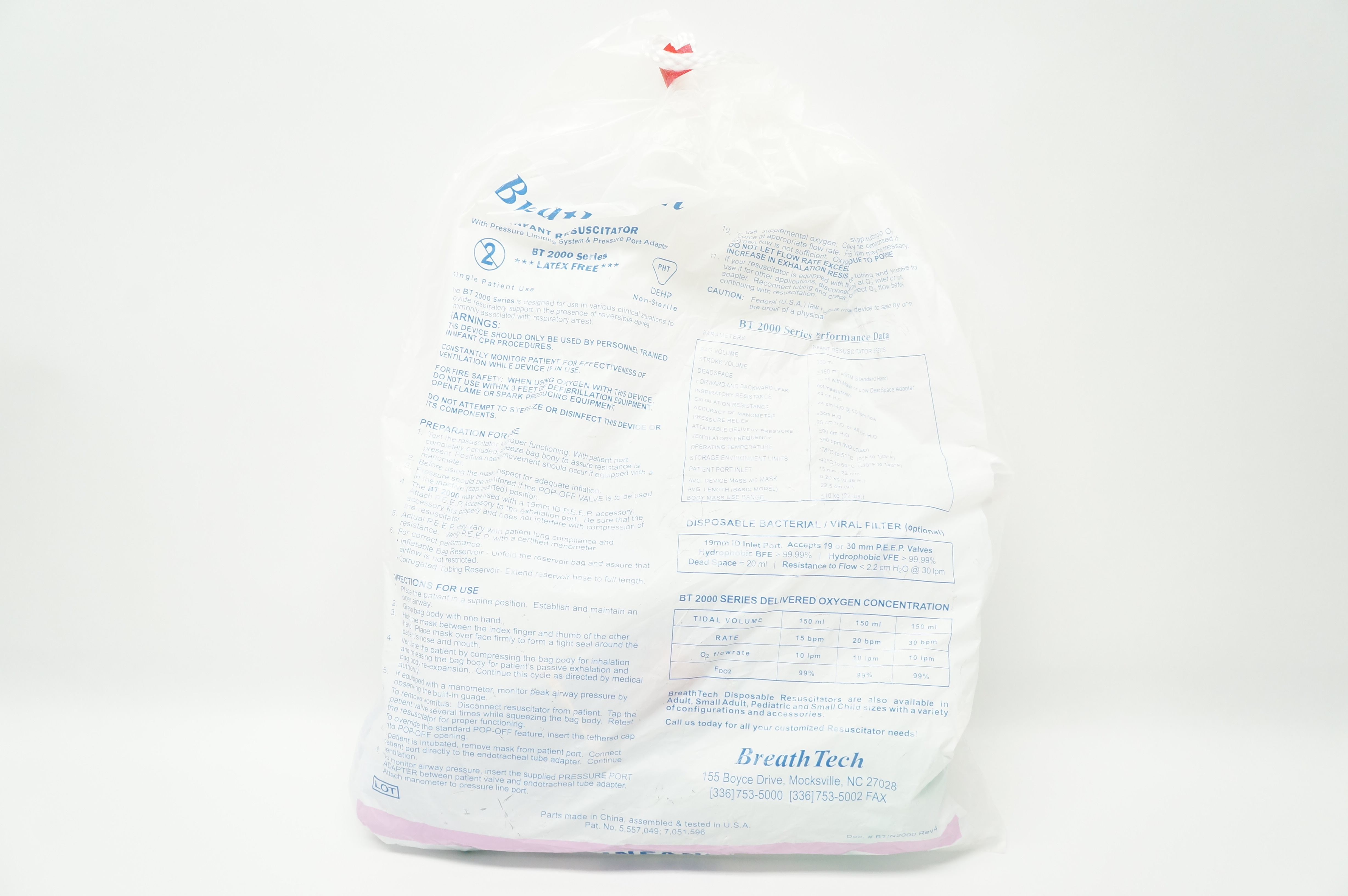 SunMed BT2026 BreathTech Infant Resuscitator w/Bag Reservoir ⇐22lbs x 300mL