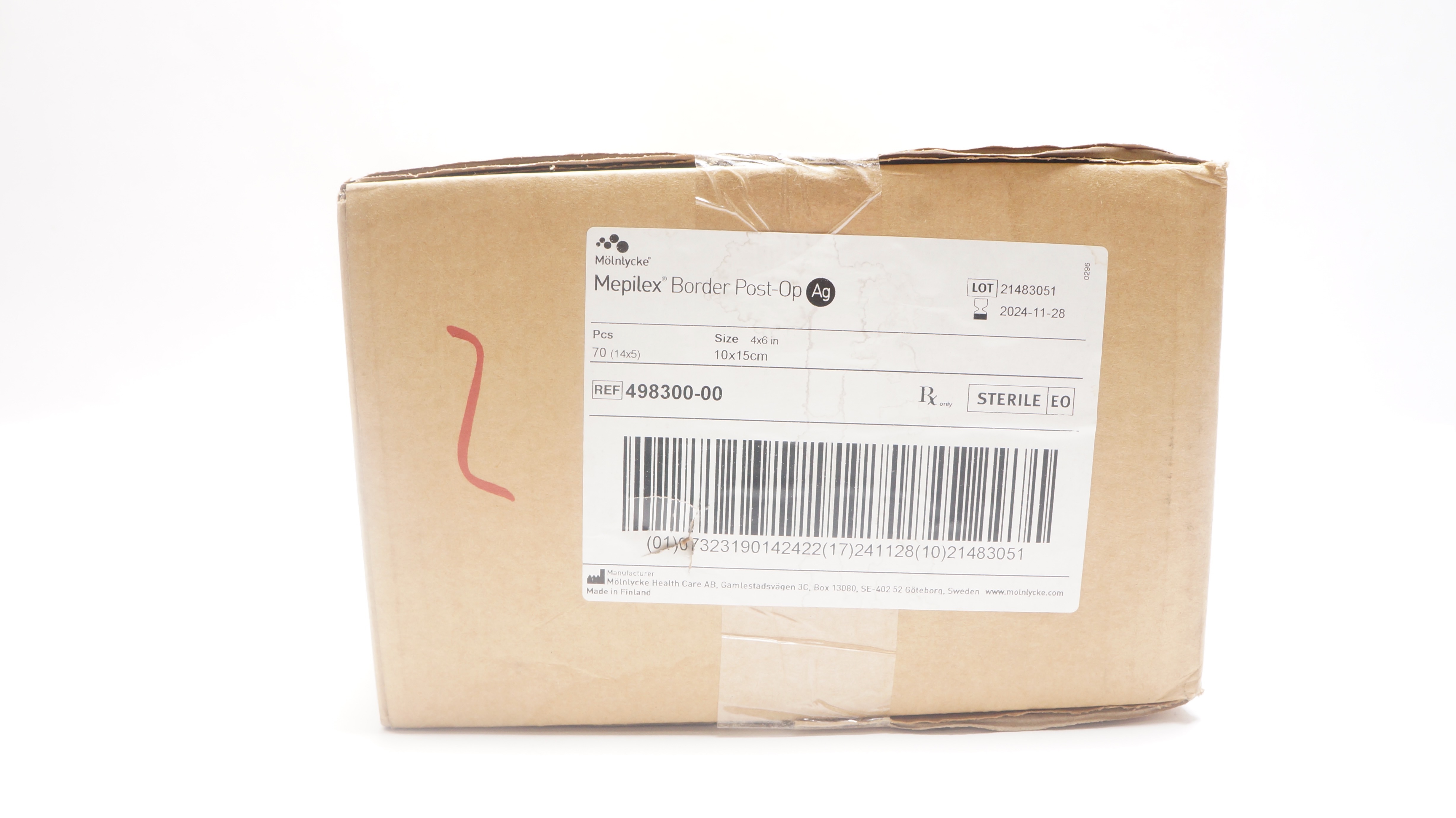 Molnlycke 498300-00 Mepilex Border Post-Op Ag 4 x 6inch - Case of 70