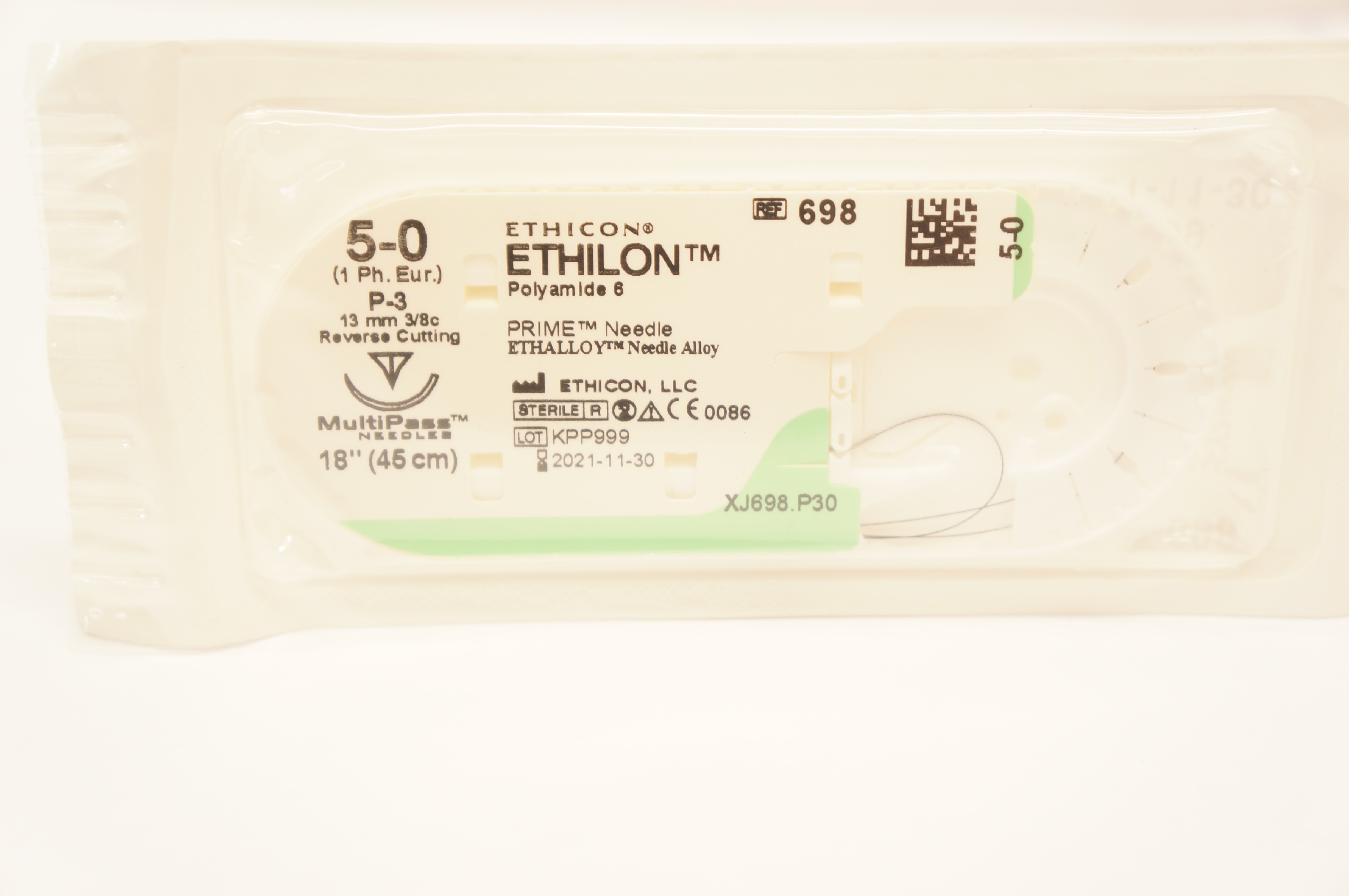 Ethicon 698 5-0 Ethilon Polyamide 6 Stre P-3 13mm 3/8c Reverse Cutting, 18in (x)