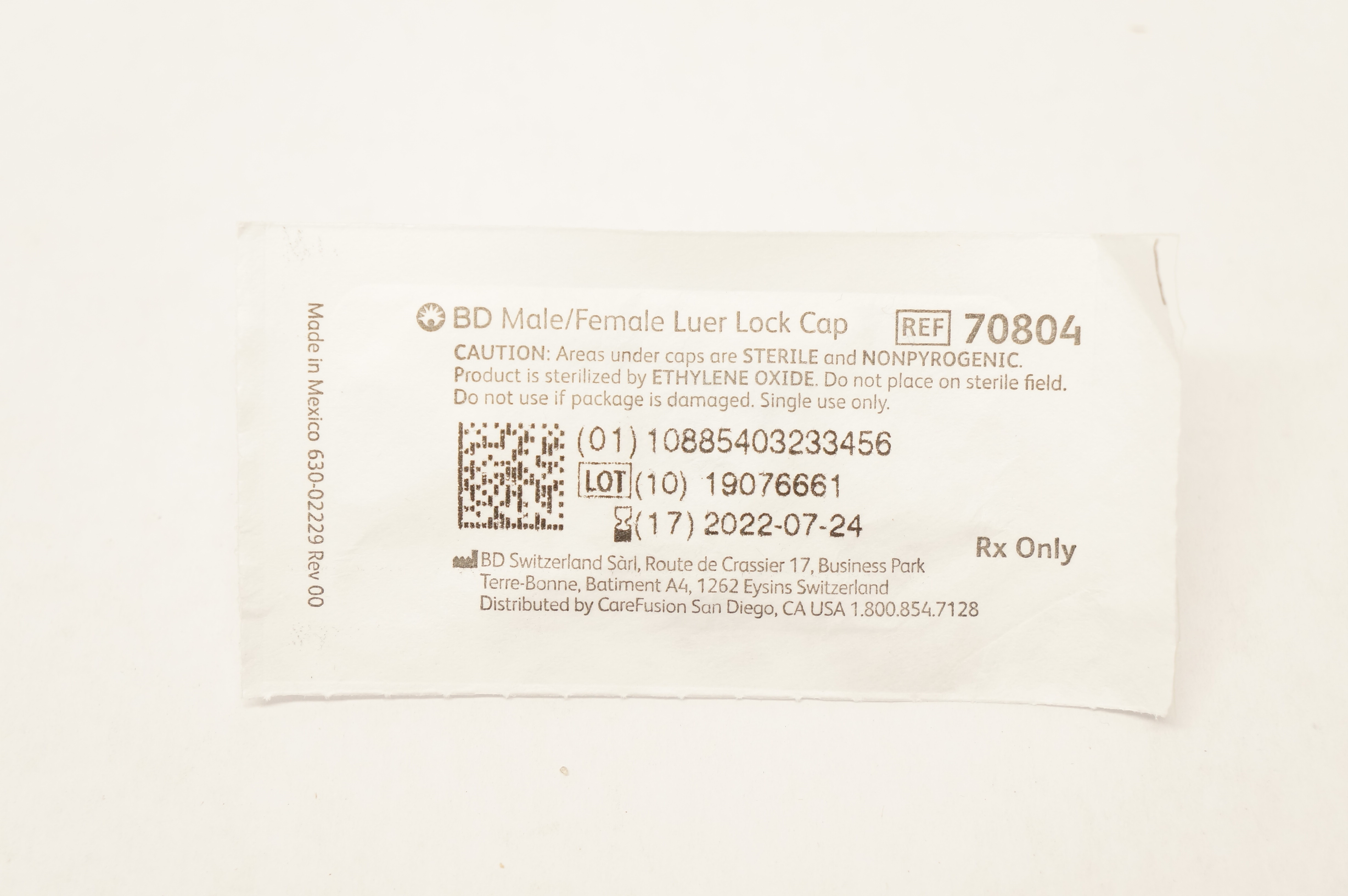 BD 70804 Male/Female Luer Lock Cap