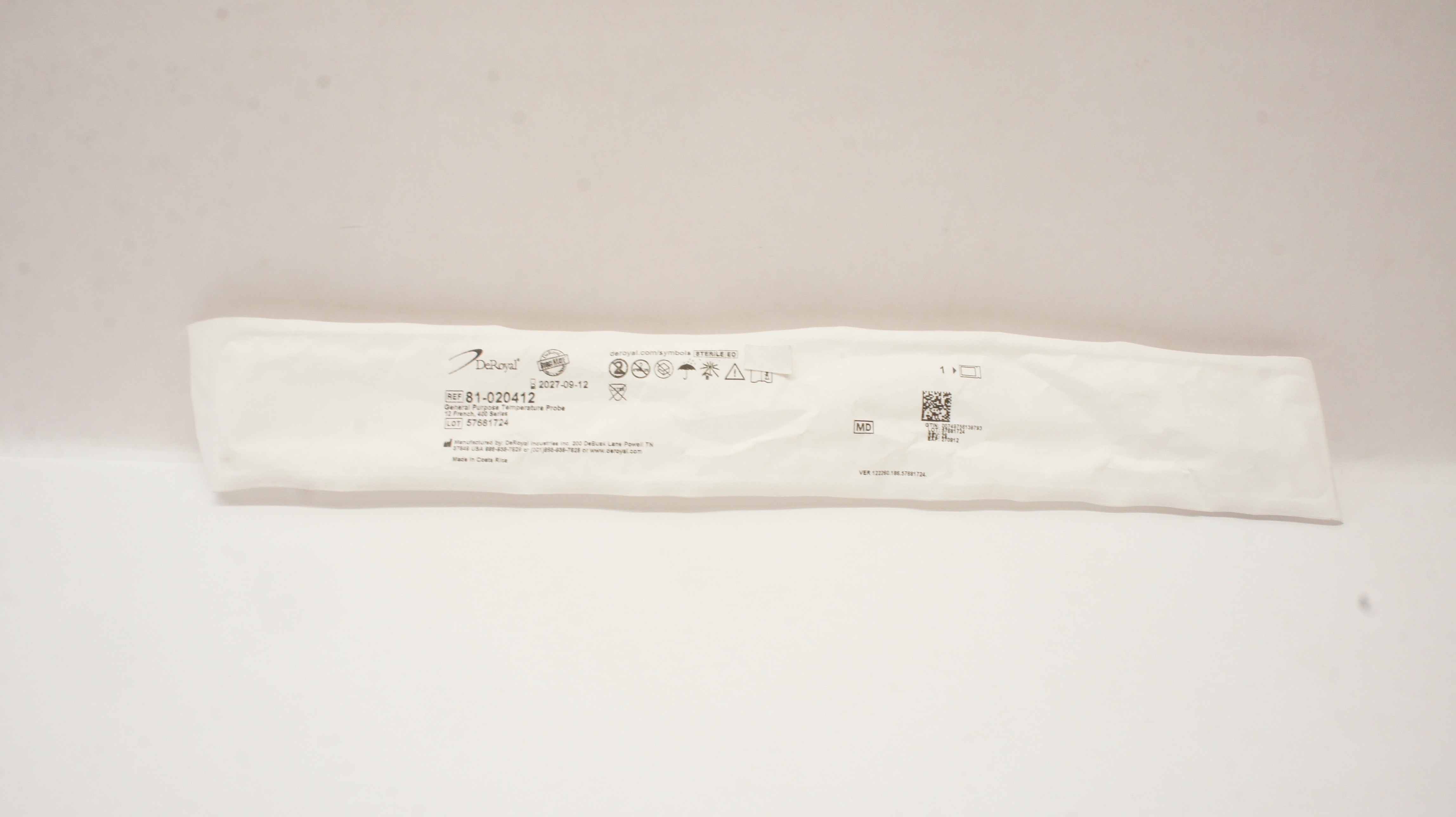 DeRoyal 81-020412 General Purpose Temperature Probe 12Fr. 400 Series