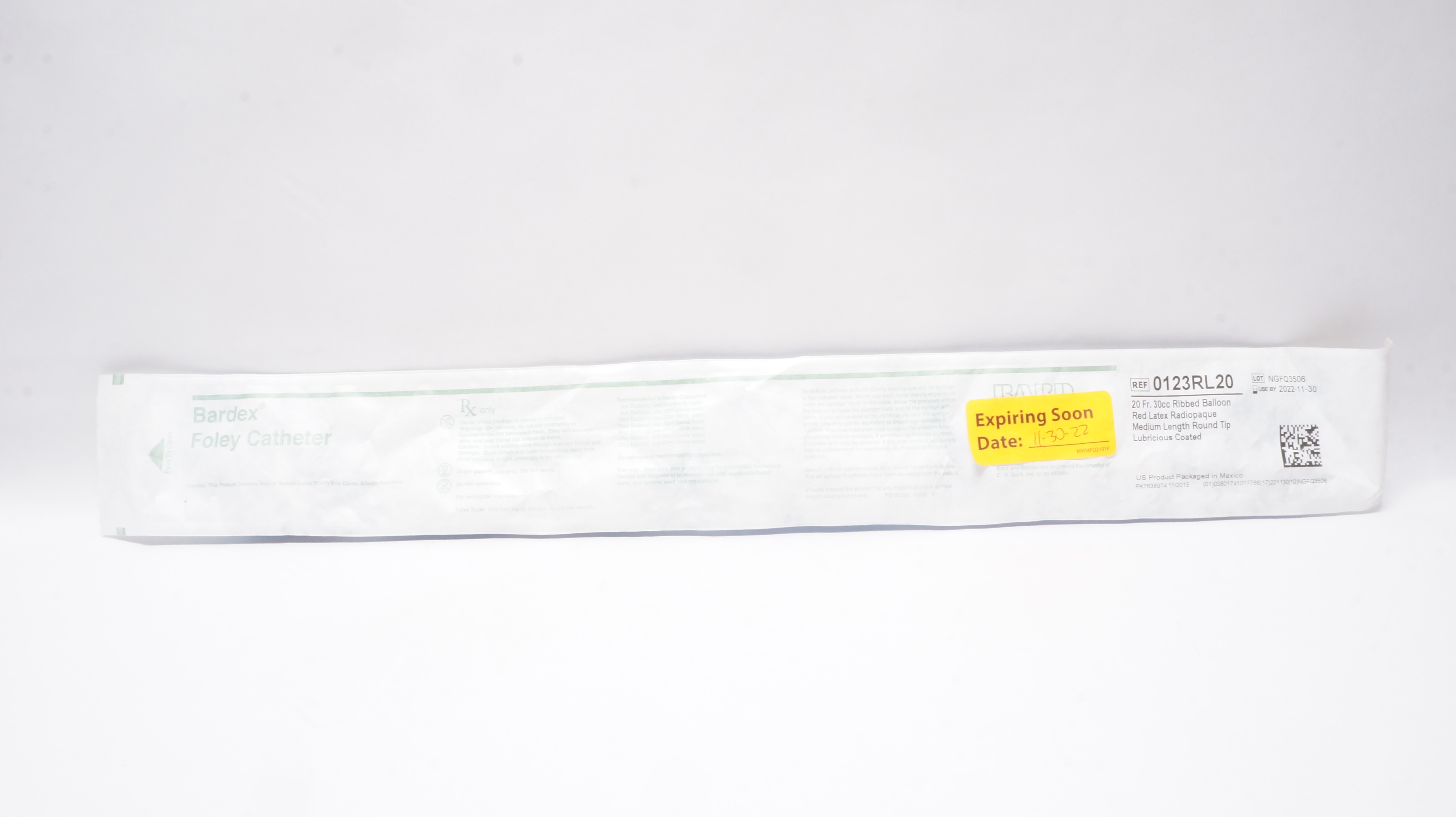 Bard 0123RL20 Bardex Foley Cath. 20Fr 30cc Ribbed Balloon (x)