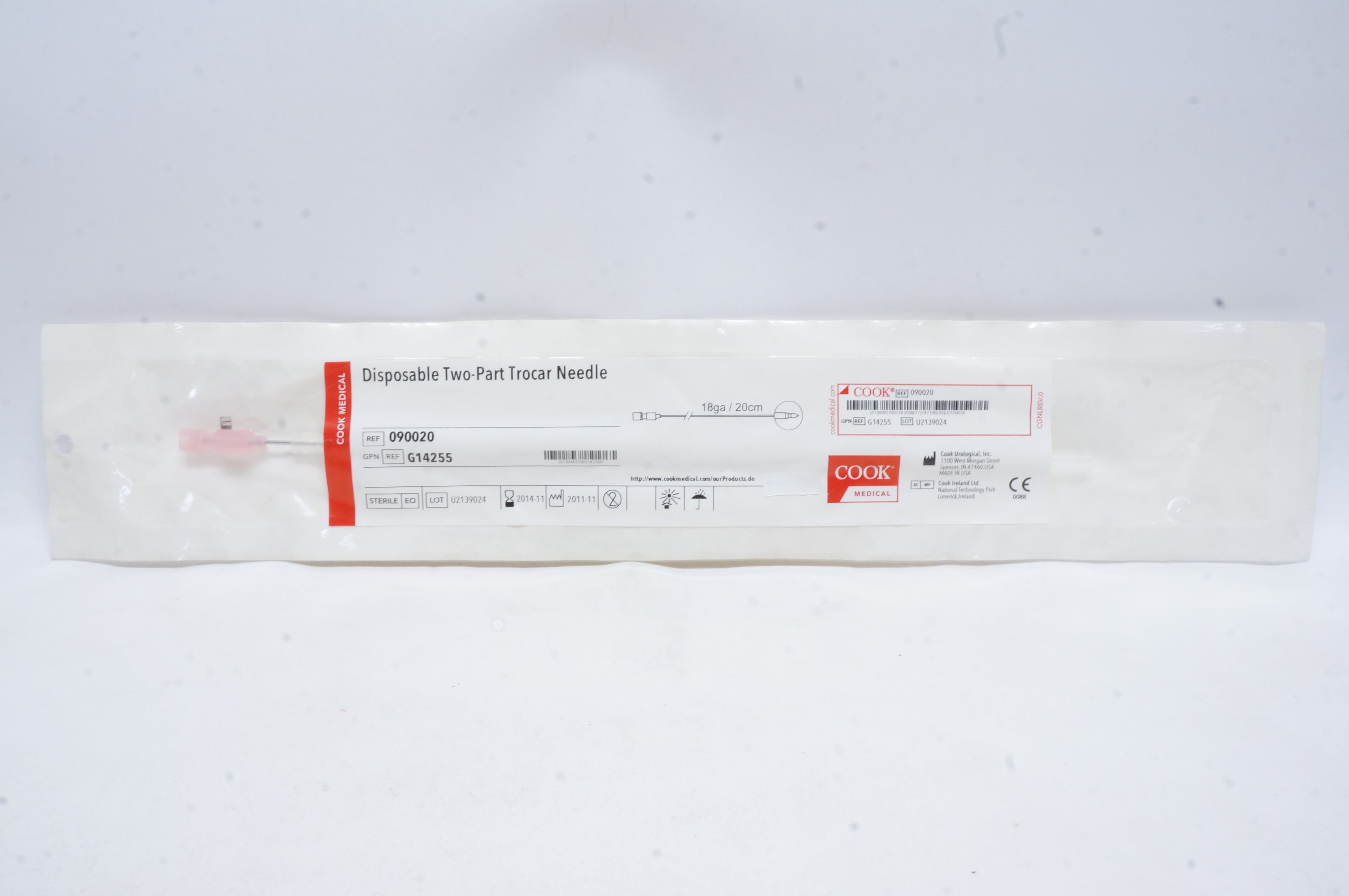 Cook Medical 090020 Disposable Two-Part Trocar Ndle 18ga x 20cm (x)