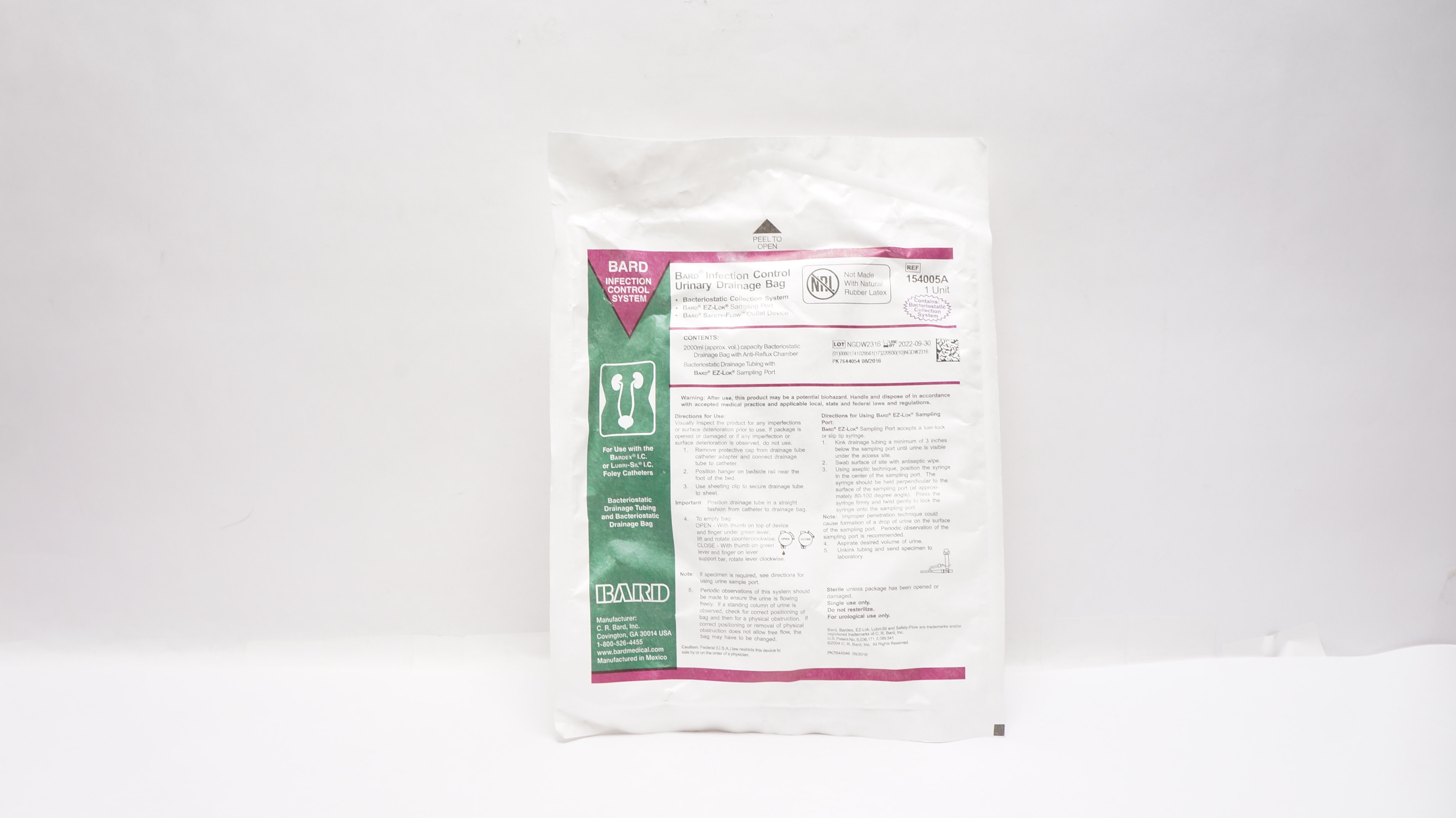 Bard 154005A Infection Control Urinary Drainage Bag (x)