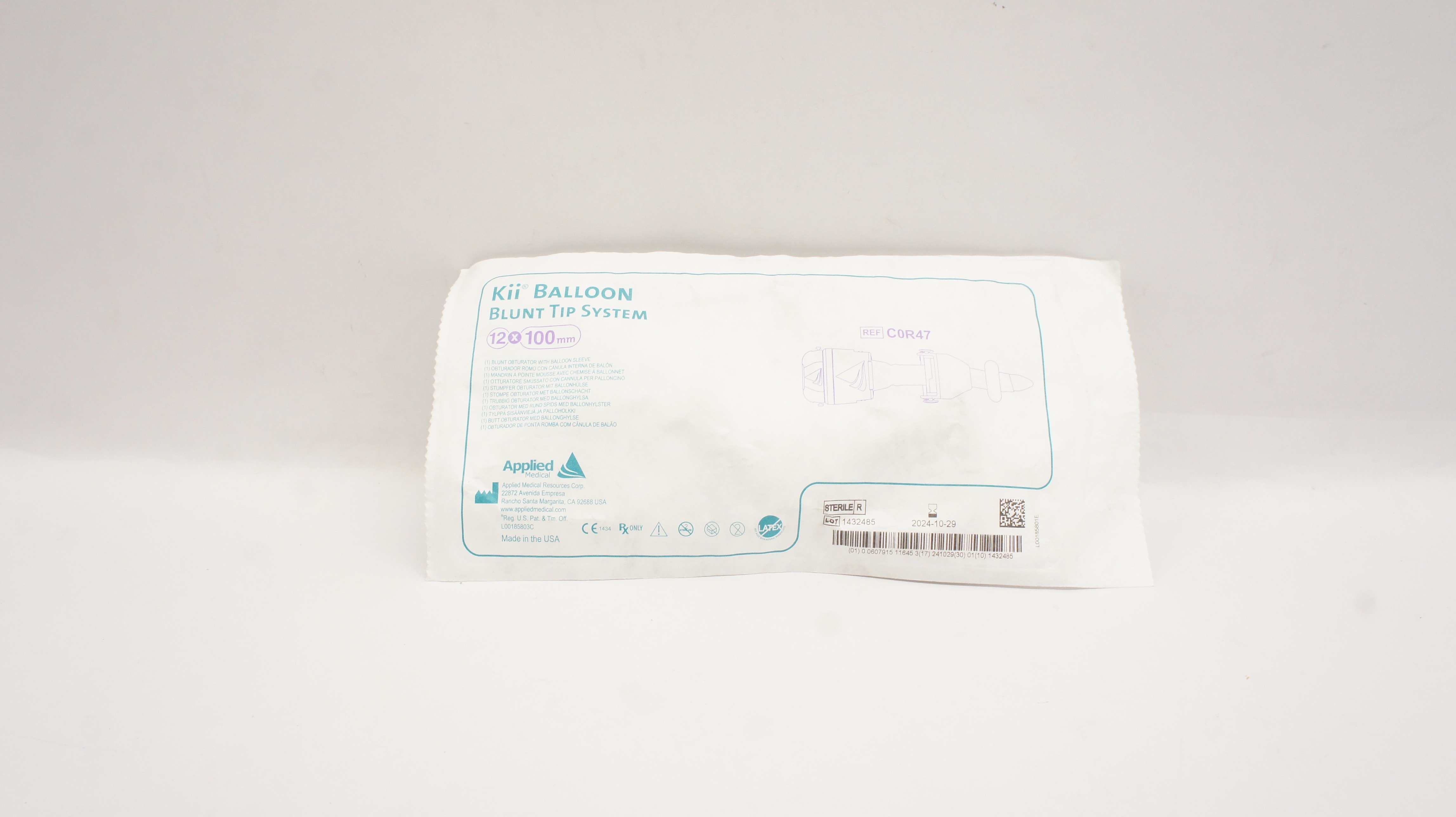 Applied Medical C0R47 Kii Blunt Obturator with Balloon Sleeve 12 mm x 100 mm