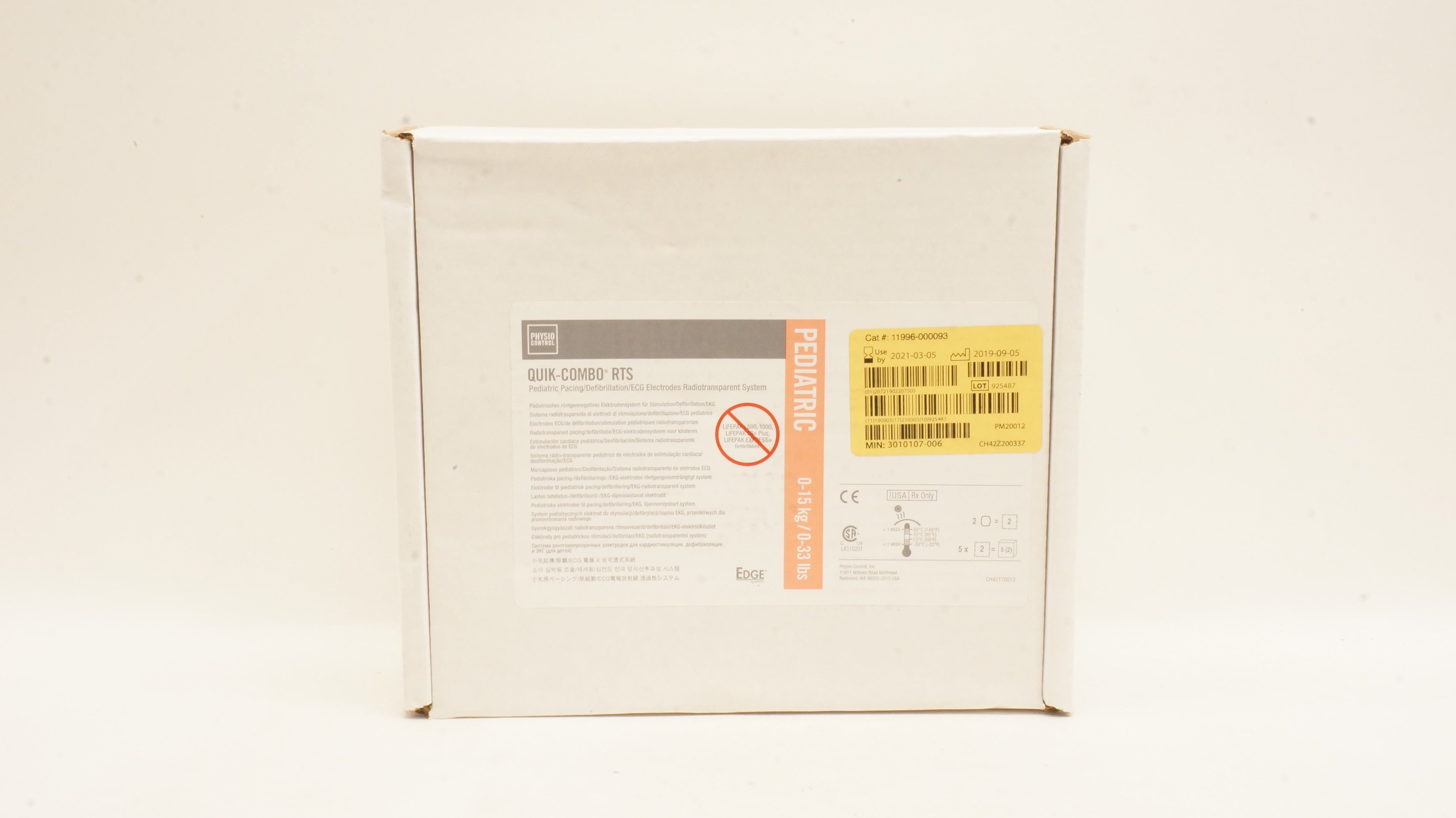 Physio Control 11996-000093 RTS Pediatric ECG Electrodes 0-33lbs - Box of 10 (x)