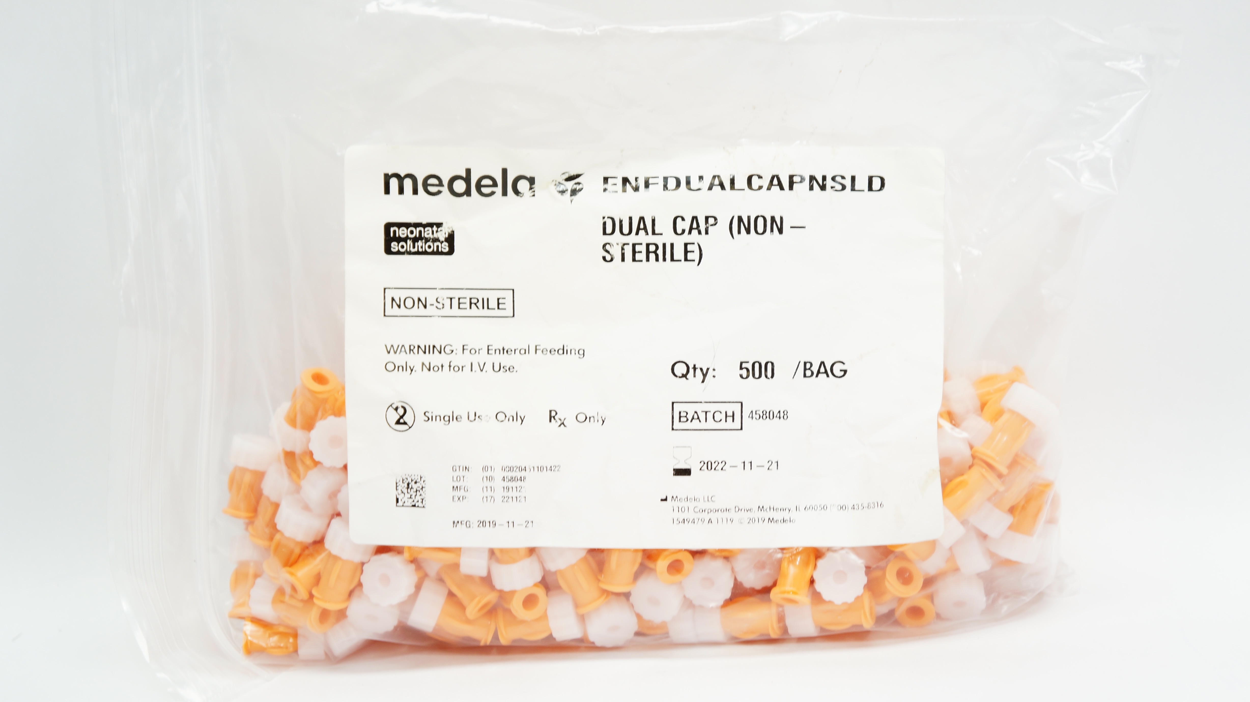Medela 458048 ENFDUALCAPNSLD Non Sterile Dual Cap - Bag of 500(x)