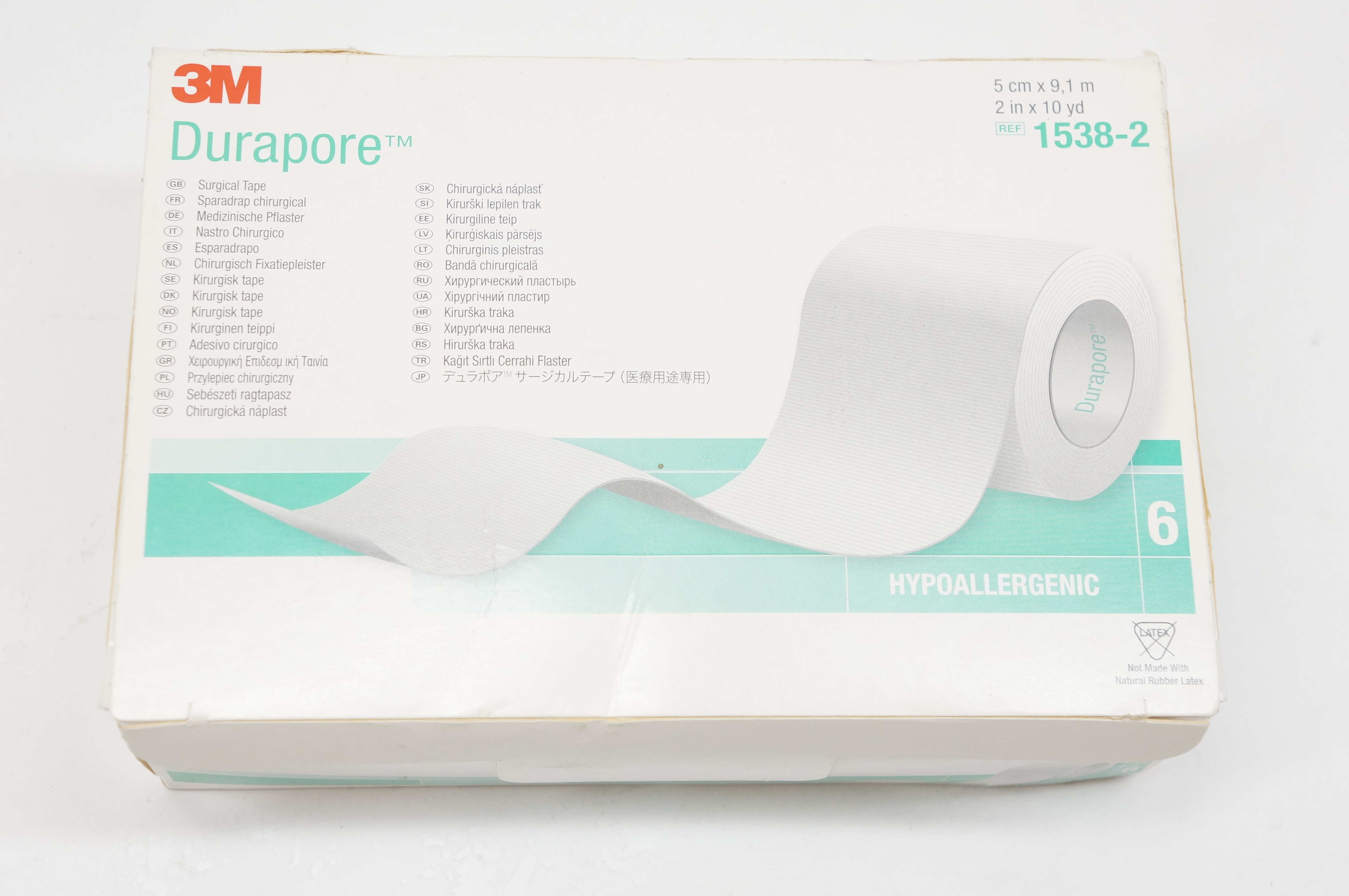 3M 1538-2 Durapore Surgical Tape 2inch x 10yd. (x) - Box of 6