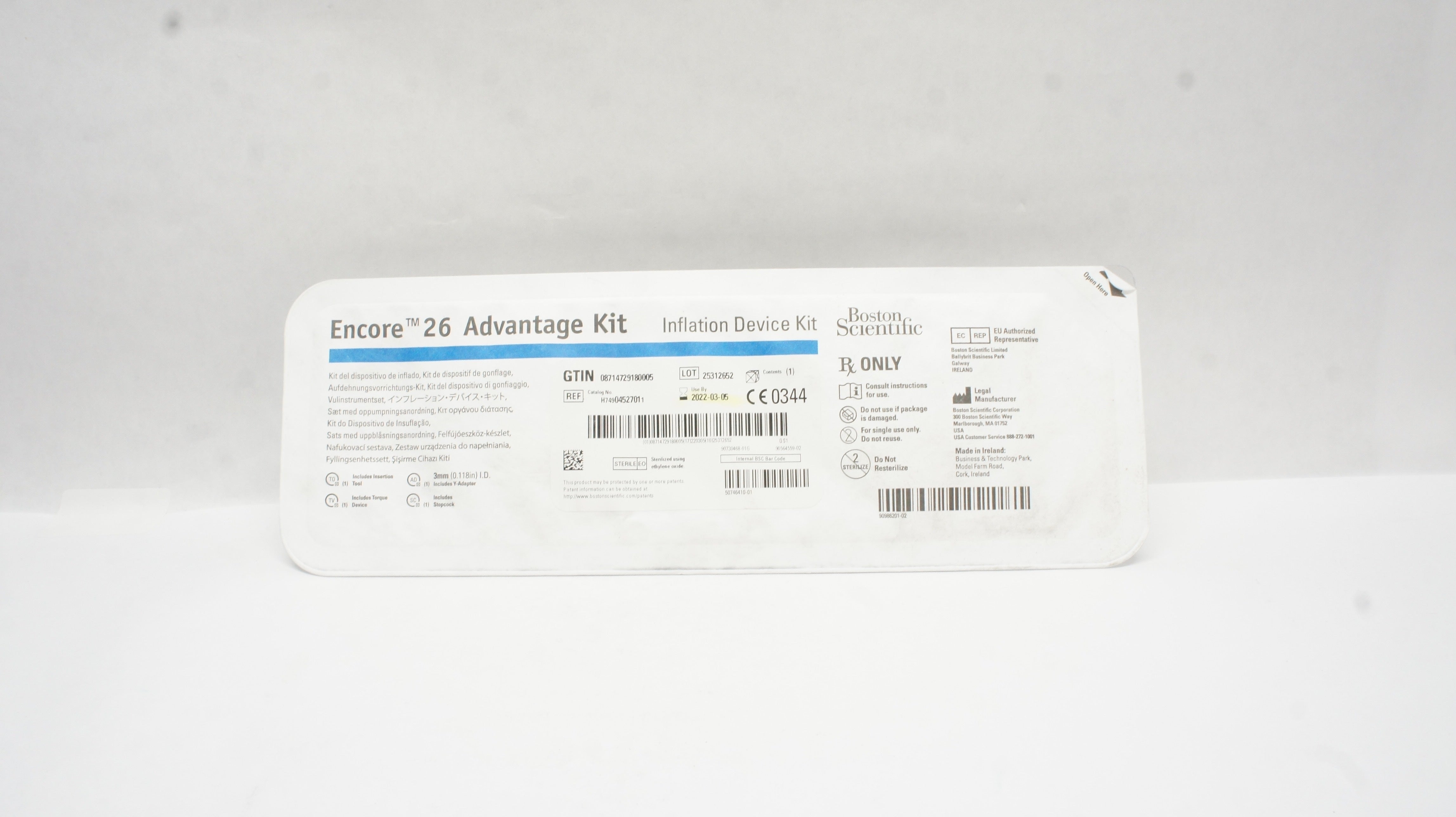 Boston Scientific 0452701 Encore 26 Advantage Inflation Device Kit 3mm I.D.(x)