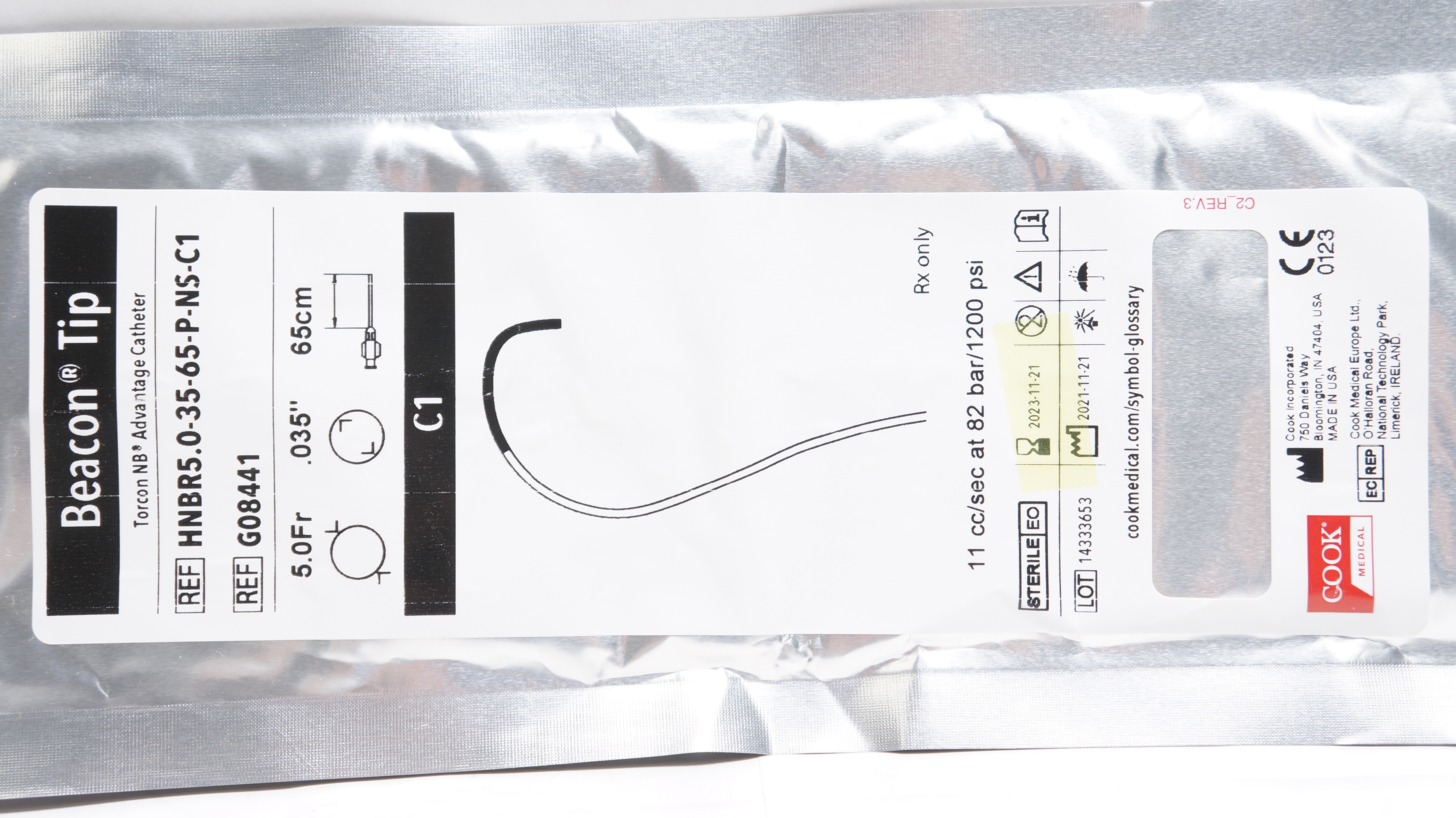 Cook Medical G08441 Torcon NB Advantage Cath. C1 5.0Fr x .035inch x 65cm (x)