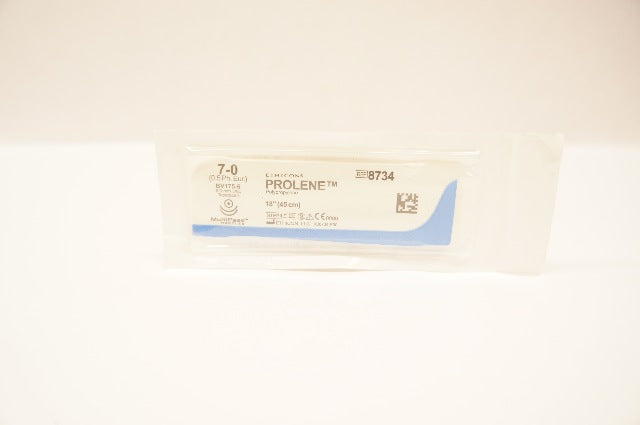 Ethicon 8734 7-0 Prolene Polypropylene BV175-6 8.0mm 3/8c Taperpoint 18inch