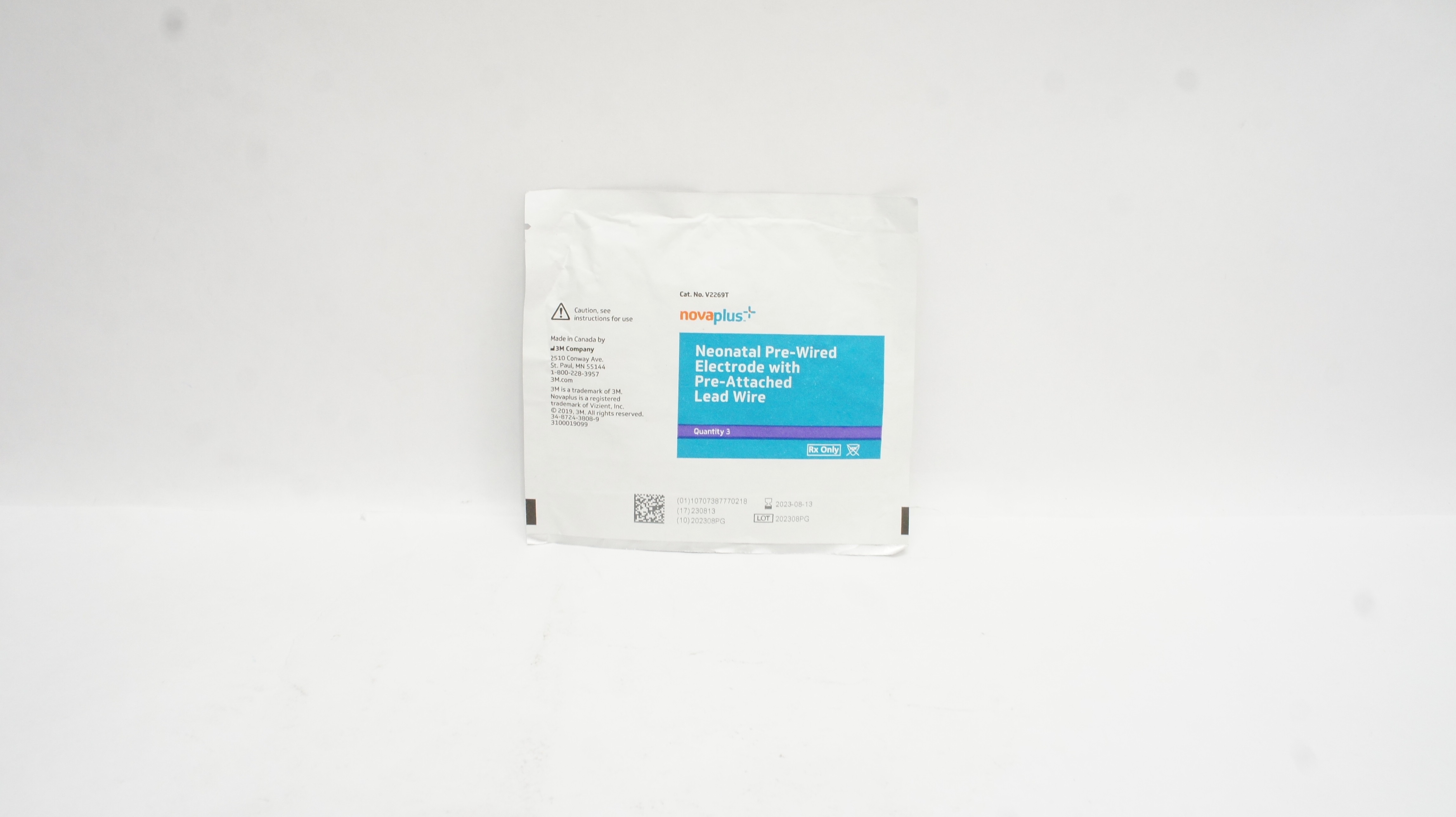 3M V2269T Novaplus Neonatal Pre-Wired Electrode w/Lead Wire (x) - Pack of 3
