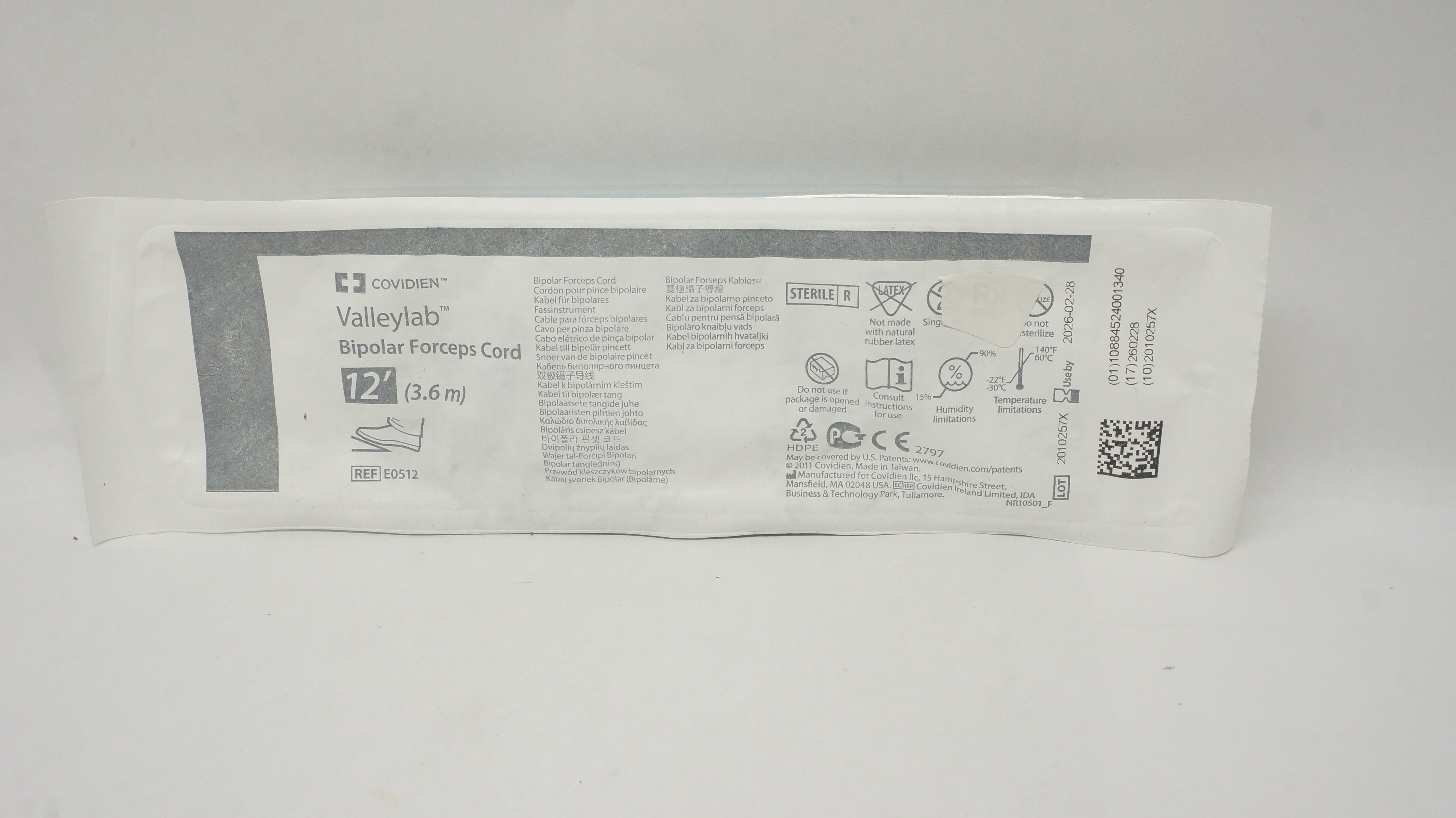Covidien E0512 Valleylab Bipolar Forceps Cord 12 Ft