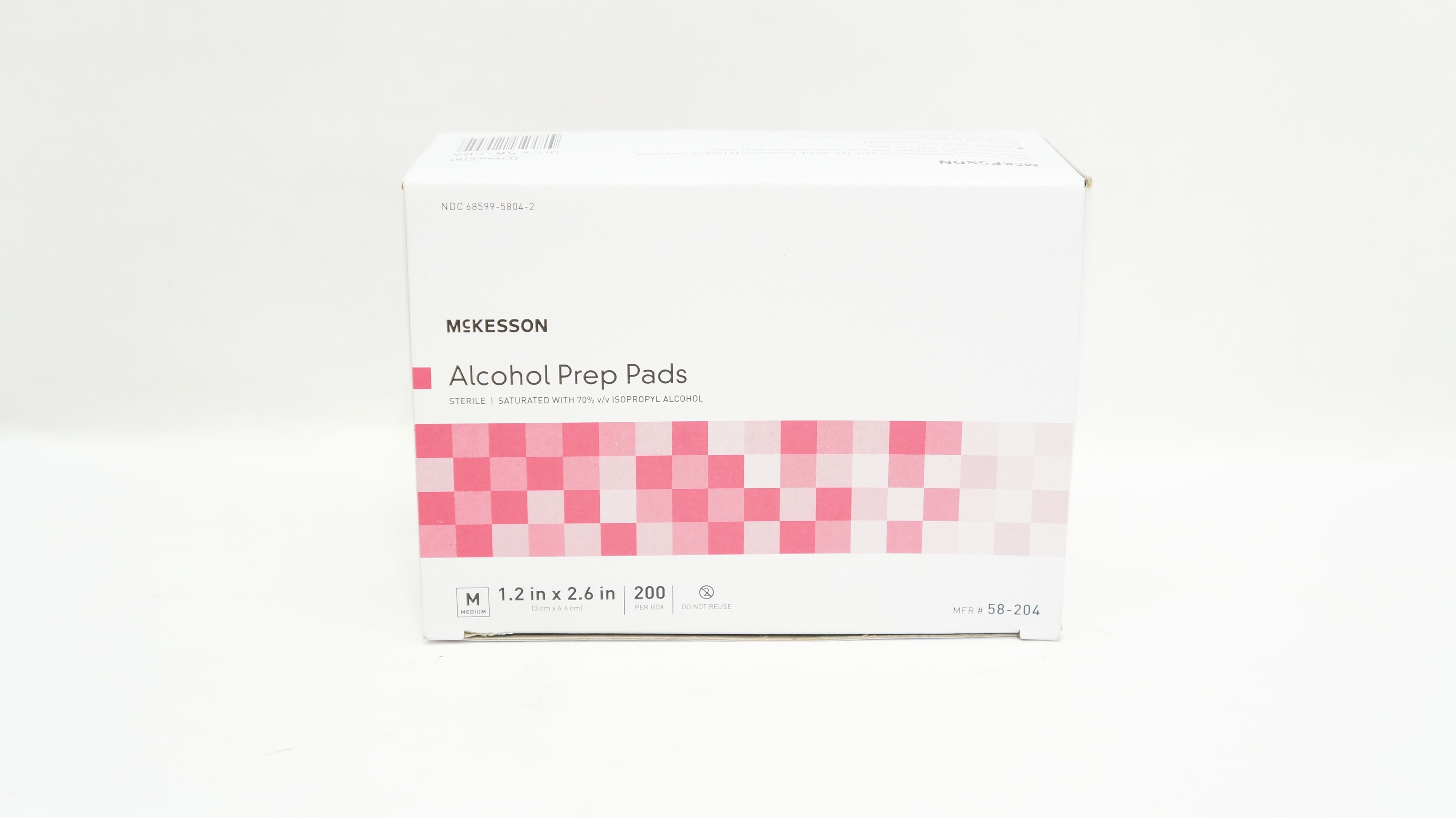McKesson 58-204 Alcohol Prep Pads, Medium 1.2inch x 2.6inch - Box of 200
