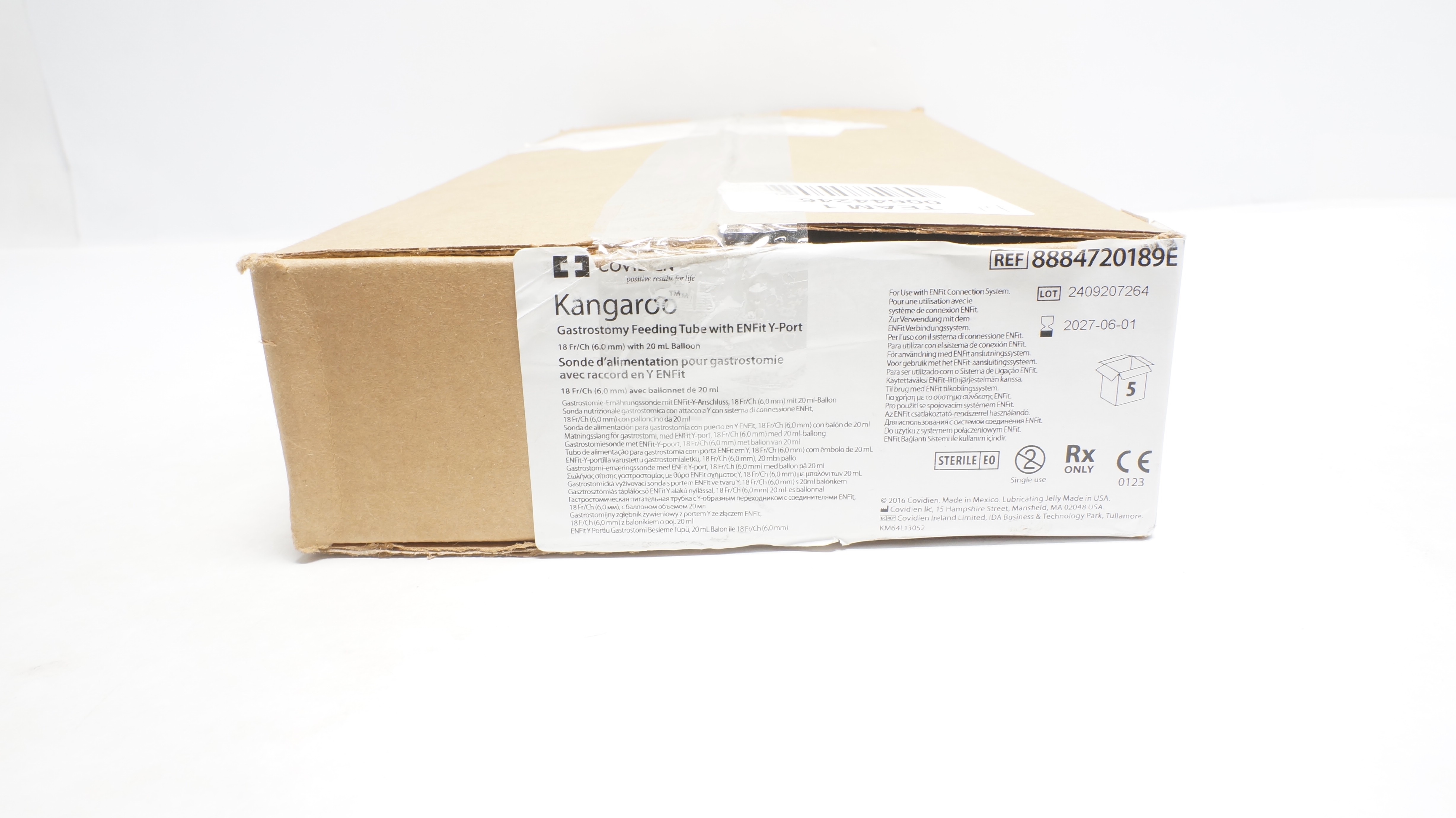 Covidien 8884720189E Kangaroo Gastrostomy Feeding Tube W/ENFit Y-Port - Box of 5