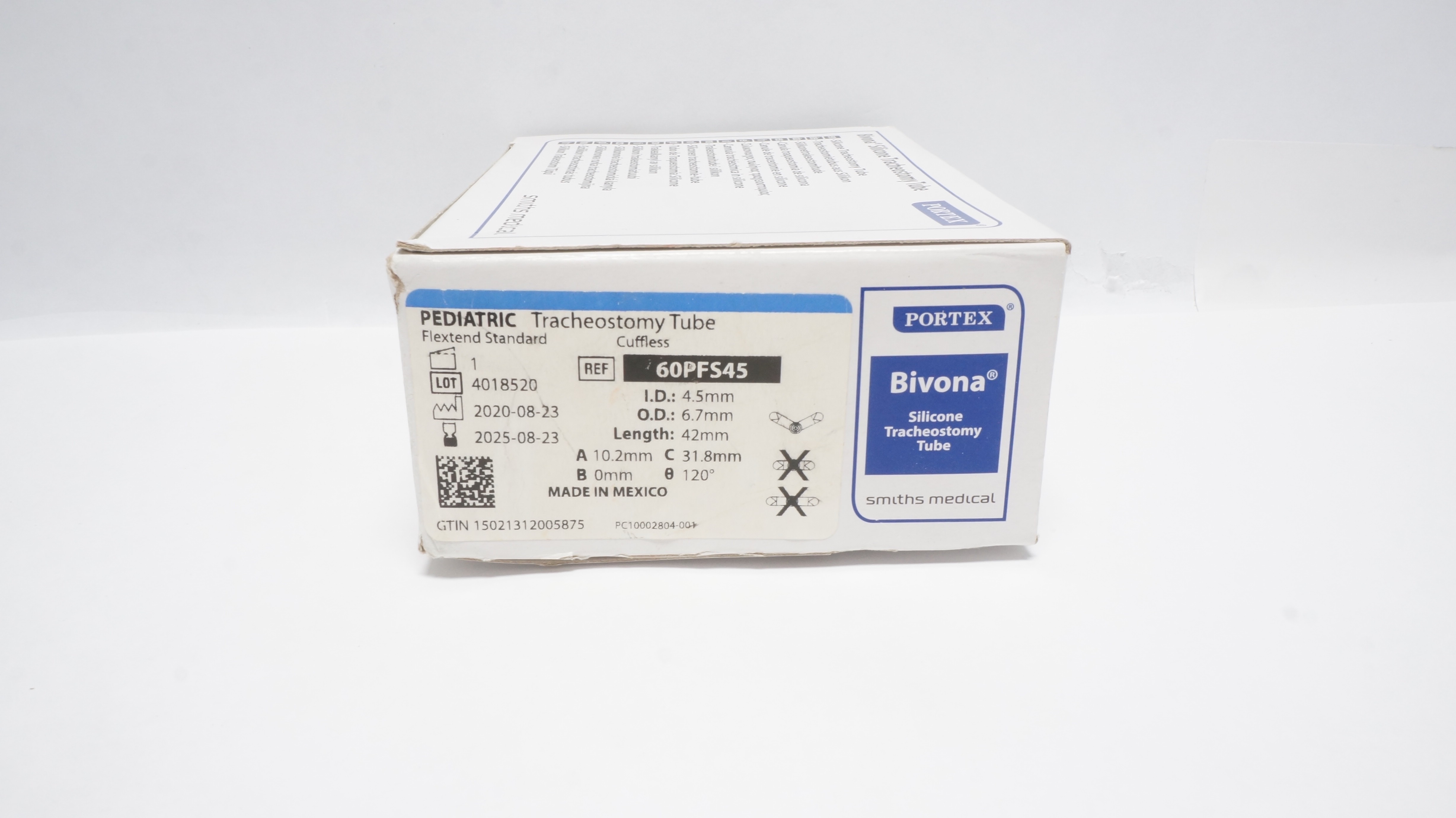 Smith Medical 60PFS45 Portex Bivona Silicone Tracheostomy Tube 4.5 x6.7 x42mm(x)