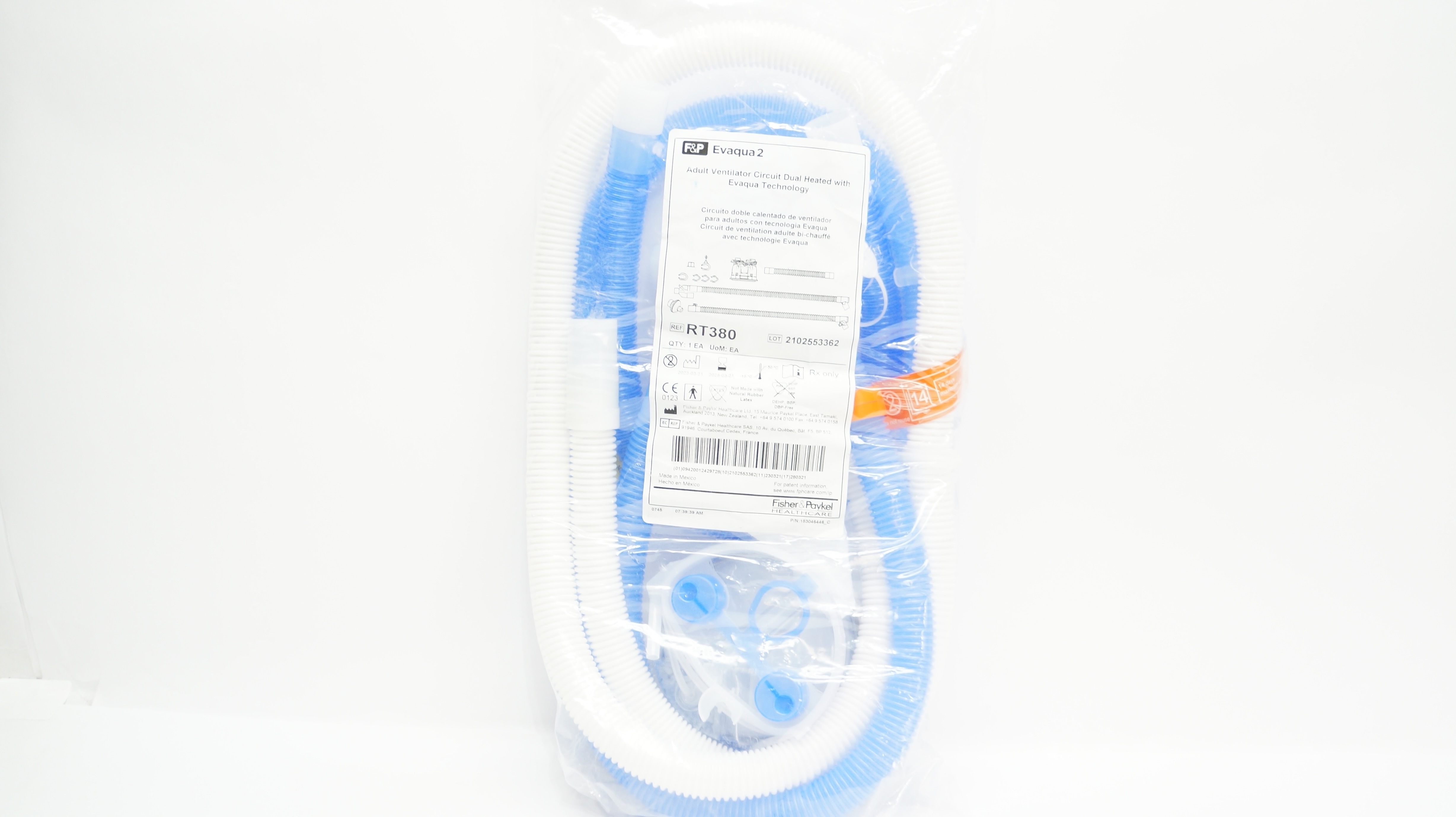 Fisher&Paykel RT380 Evaqua2 Adult Ventilator Circuit Dual Heated