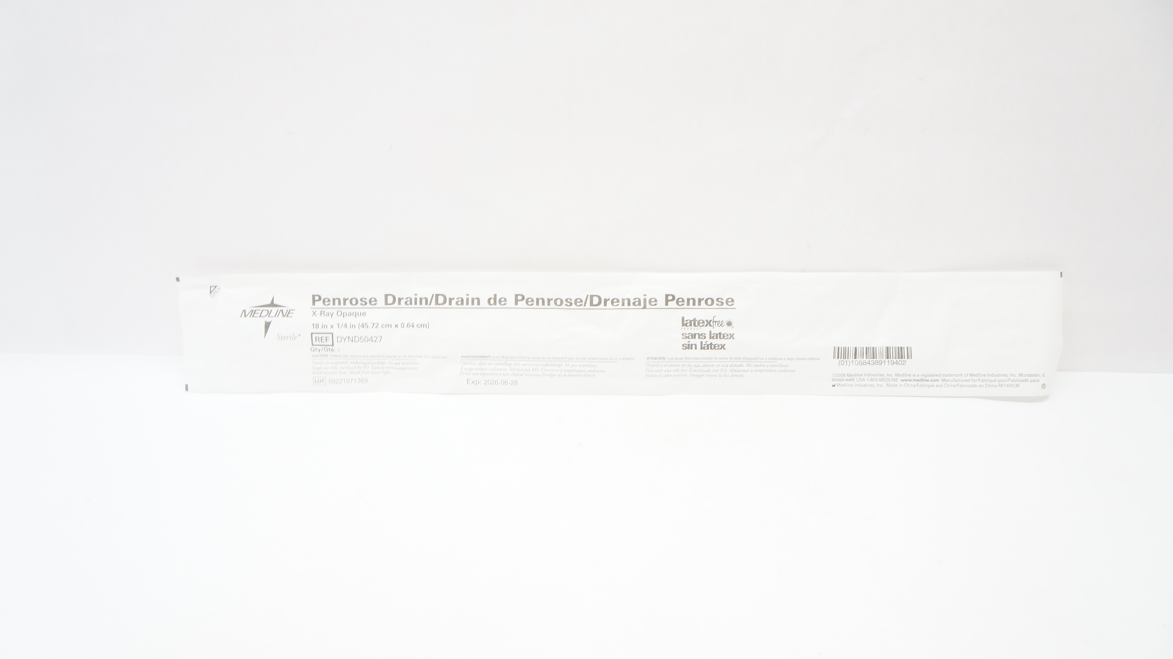 Medline DYND50427 Penrose Drain X-Ray Opaque 18inch x 1/4inch