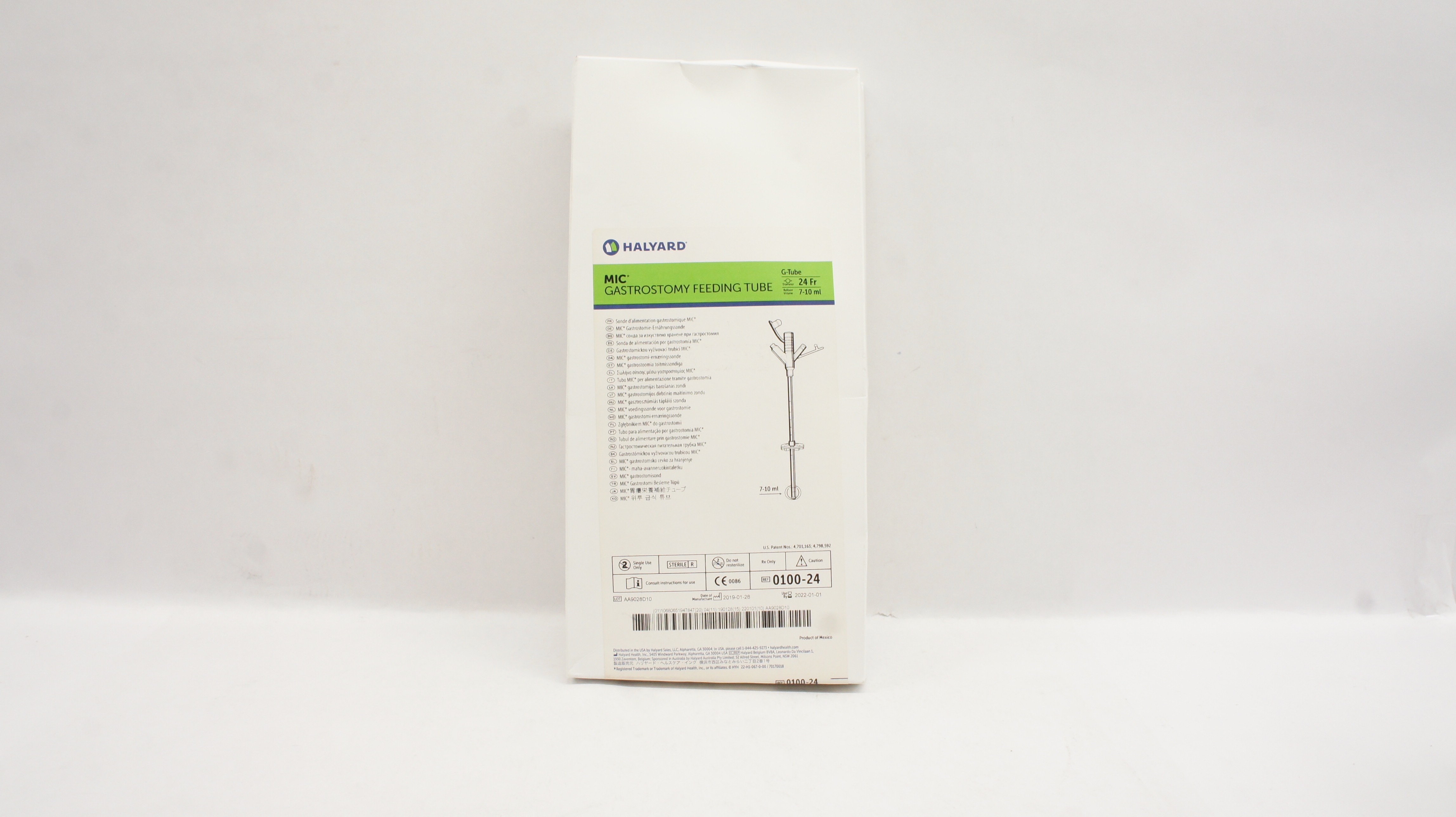 Halyard 0100-24 MIC Gastrostomy Feeding Tube 24Fr 7-10ml (x)