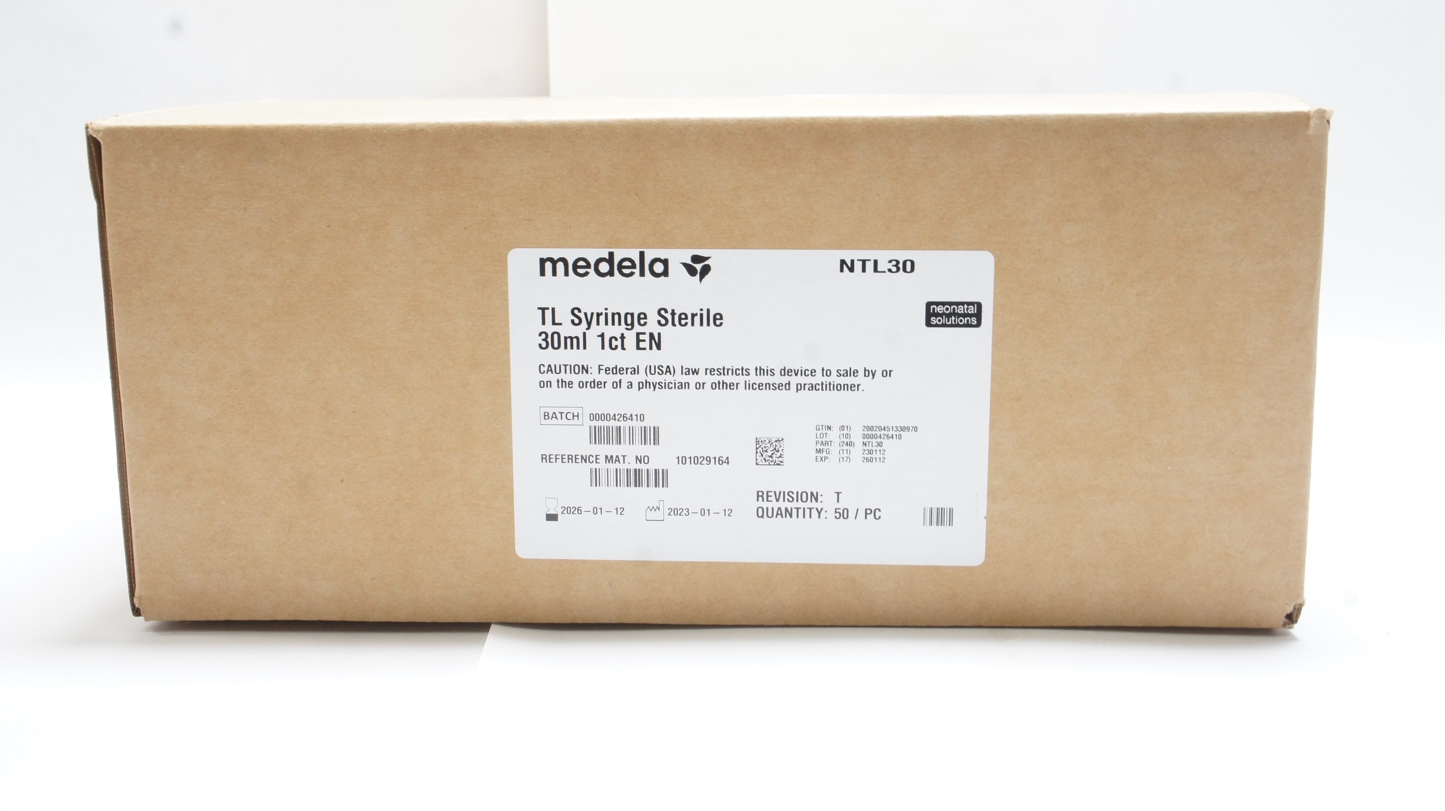 Medela NTL30 TwistLok Enteral Syringe 30mL - Box of 50