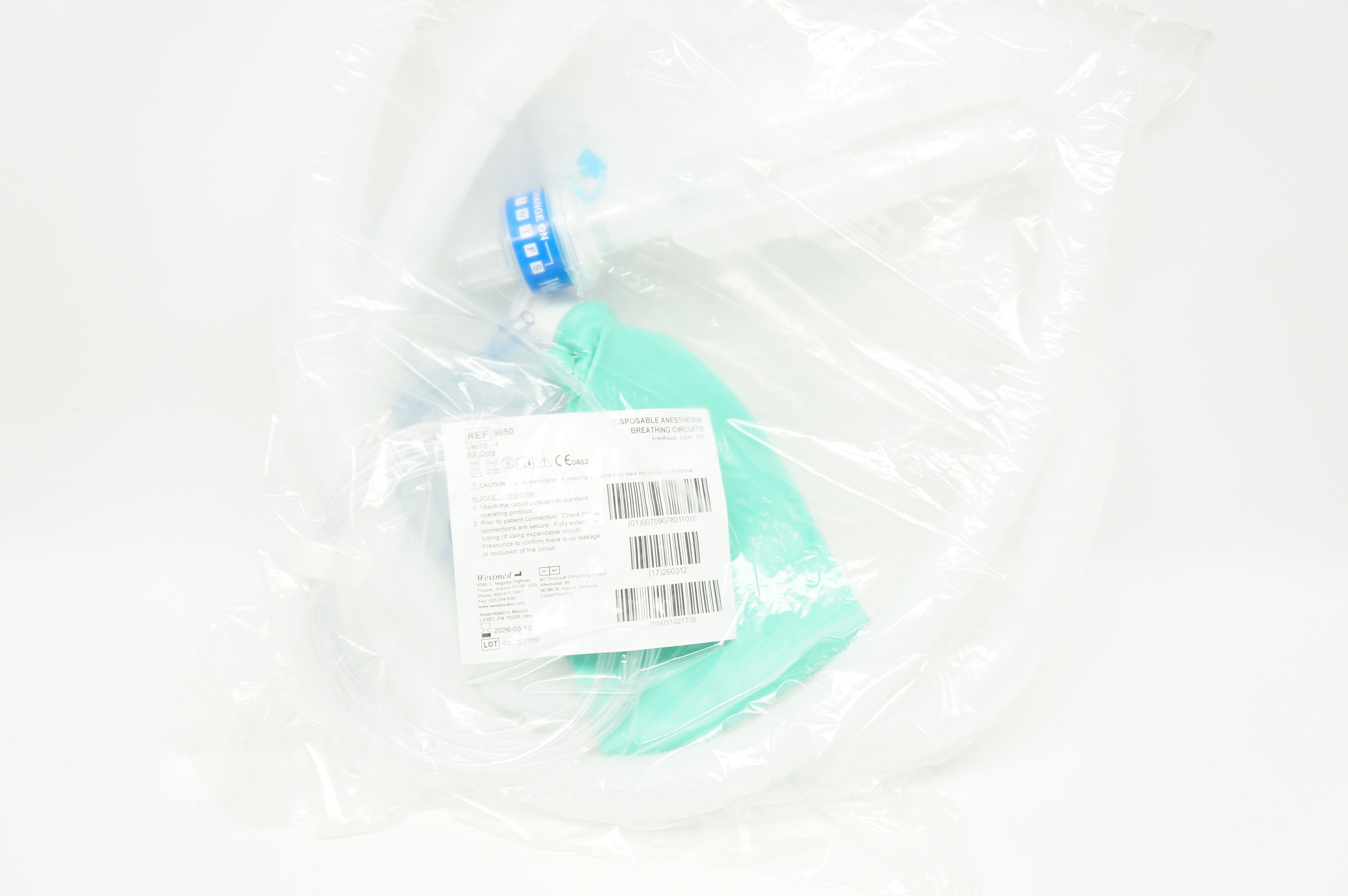 Westmed 9050 Disposable Anesthesia Breathing Circuits Adult 108inch