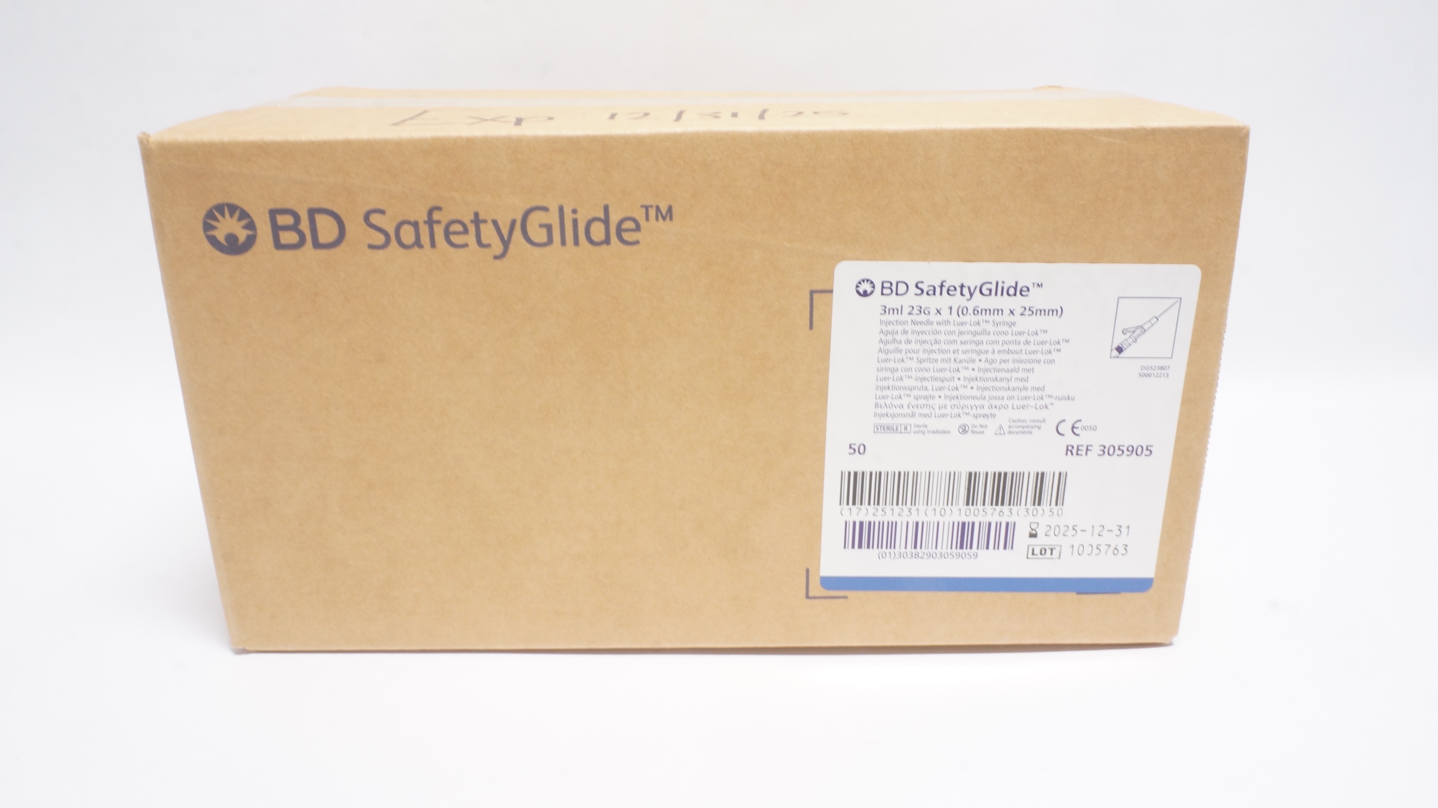 BD 305905 SafetyGlide Injection Ndle W/Luer-Lok Syringe 3ml 23G x 1-Box of 28(x)