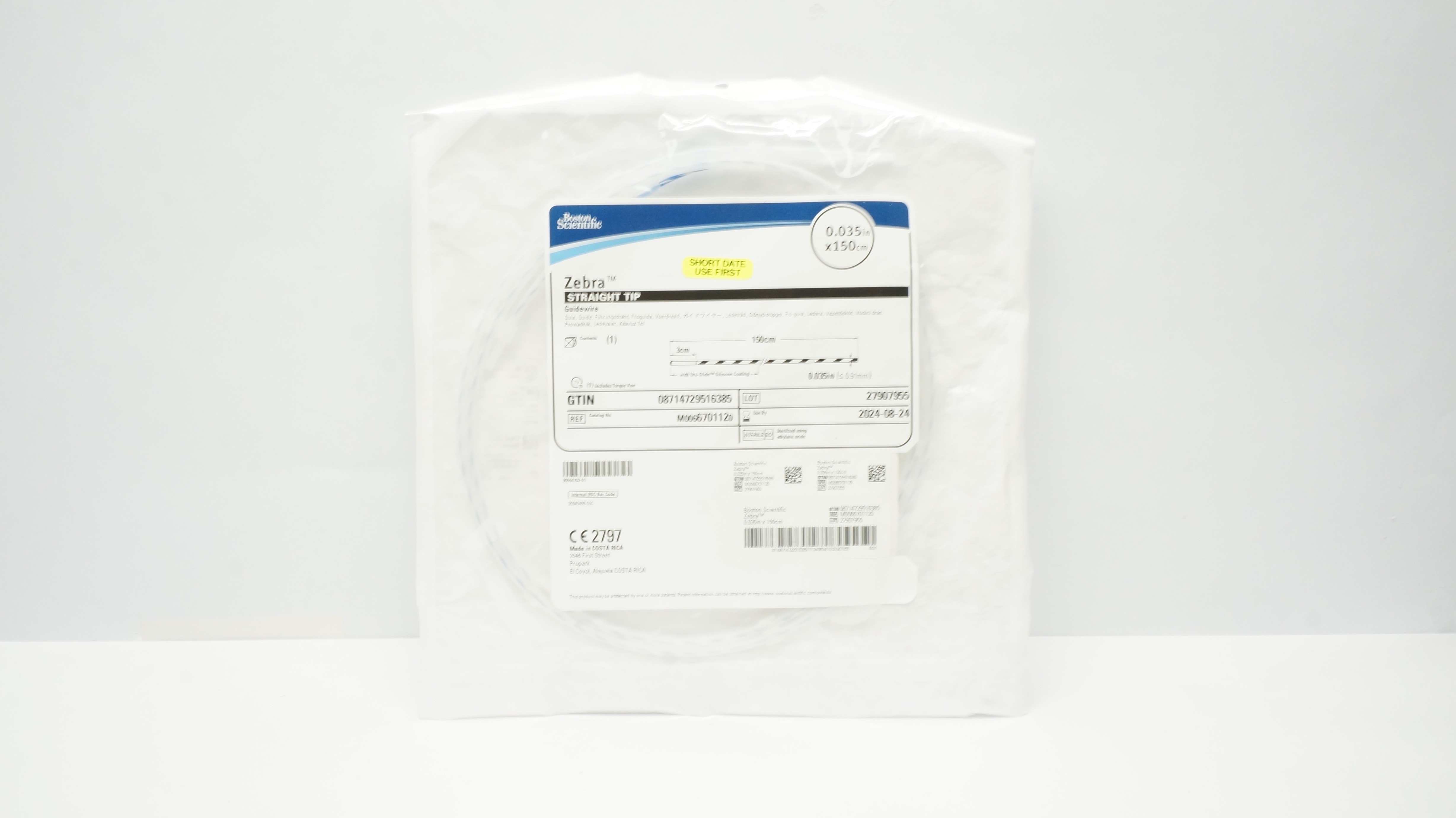 Boston Scientific M0066701120 Zebra Straight Tip Guidewire 0.035inch x 150cm (x)