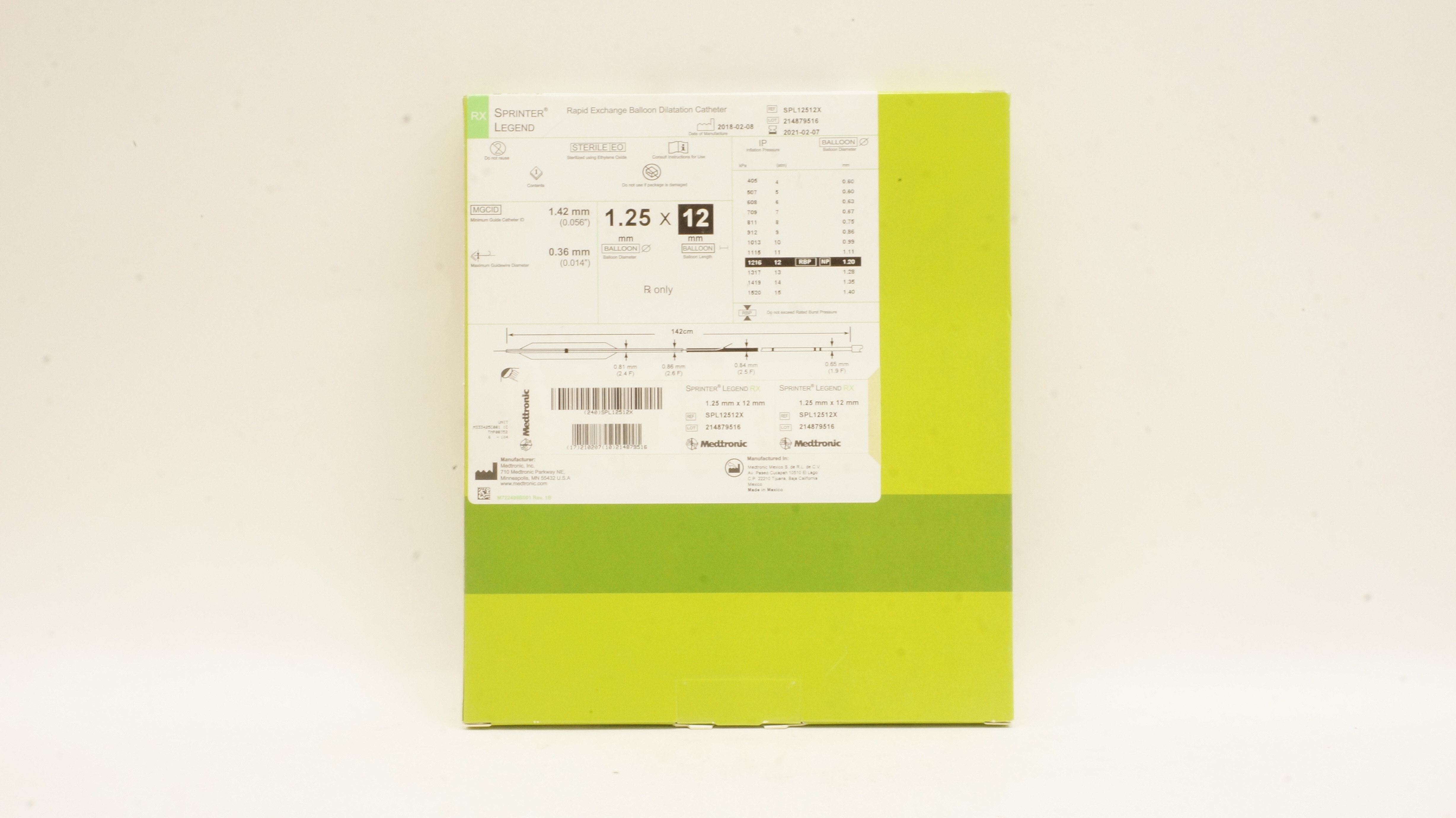 Medtronic SPL12512X Rapid Exchange Balloon Dilatatiuon Cath. 1.25 x 12mm (x)