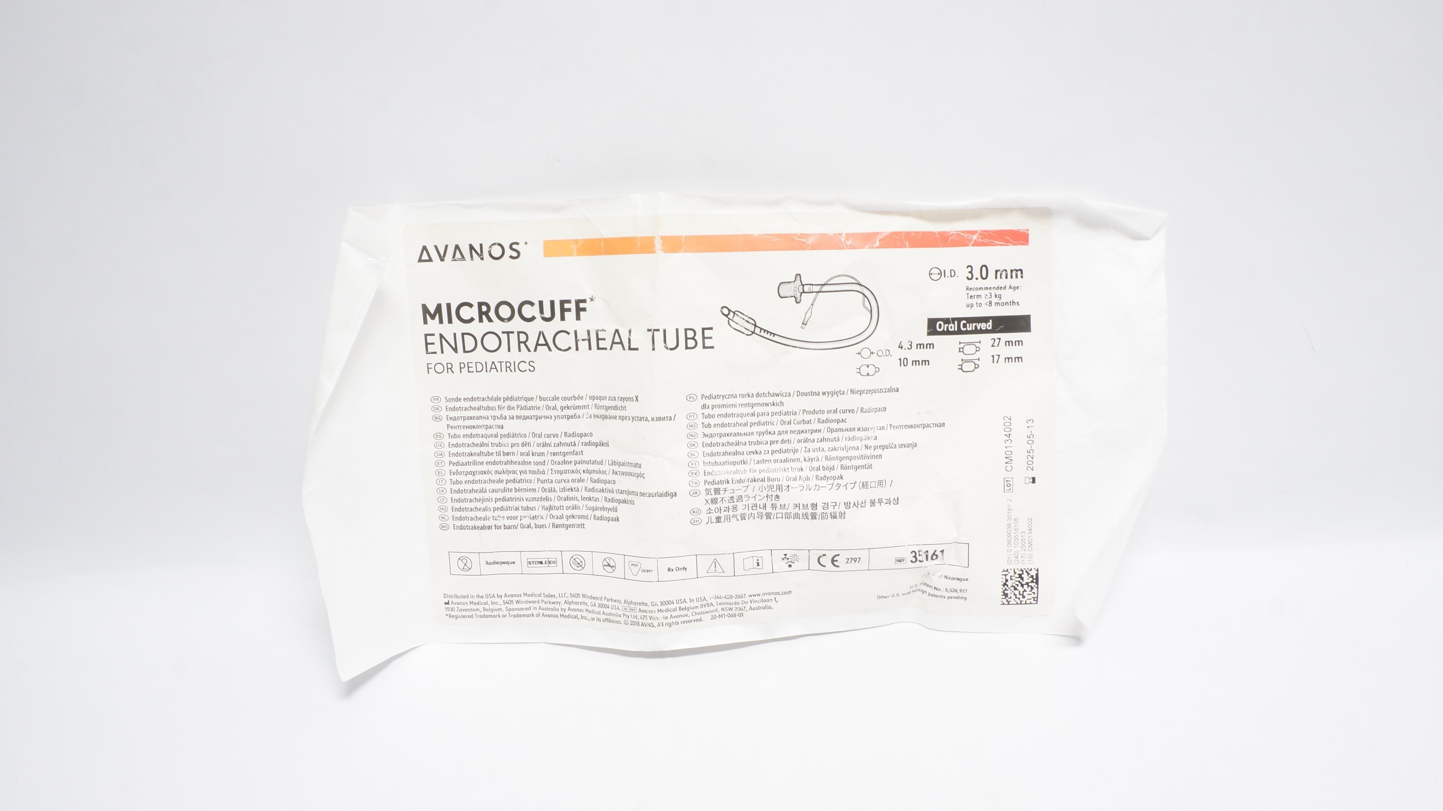 Avanos 35161 Microcuff Endotracheal Tube 3.0mm x 4.3mm x 10mm x 27mm x 17mm (x)