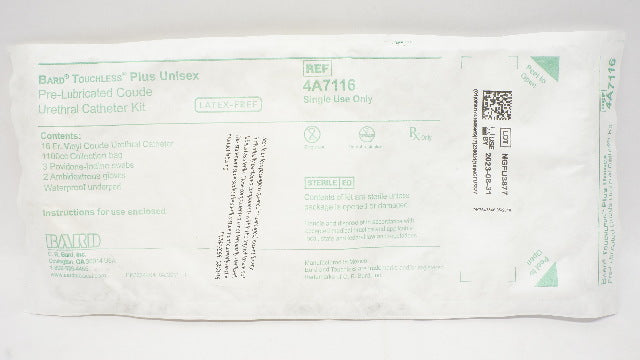 Bard 4A7116 Touchless Plus Unisex Pre-Lubricated Coude Urethral Cath. Kit  16Fr