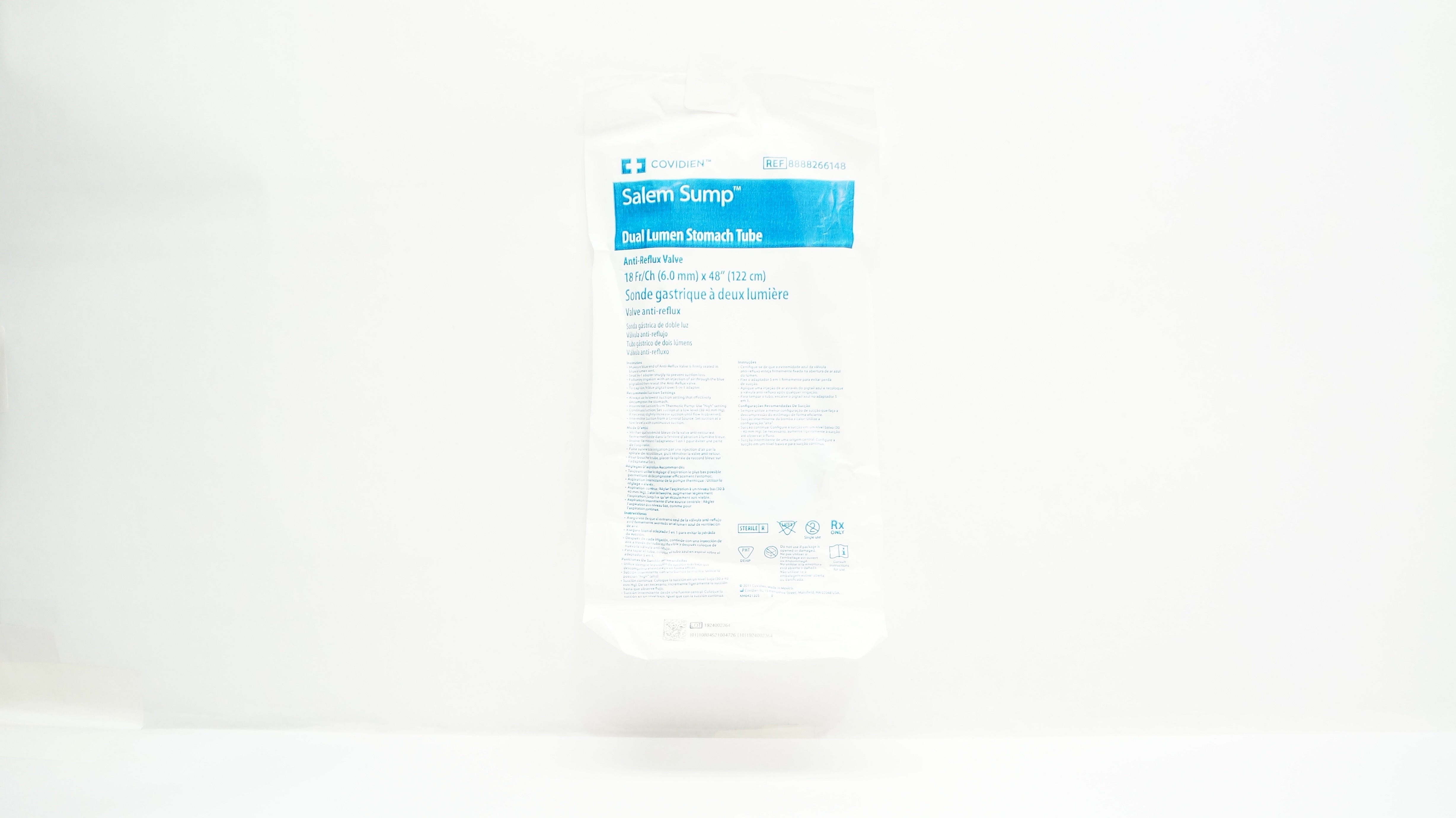 Covidien 8888266148 Salem Sump Dual Lumen Stomach Tube 18Fr/Ch x 48inch