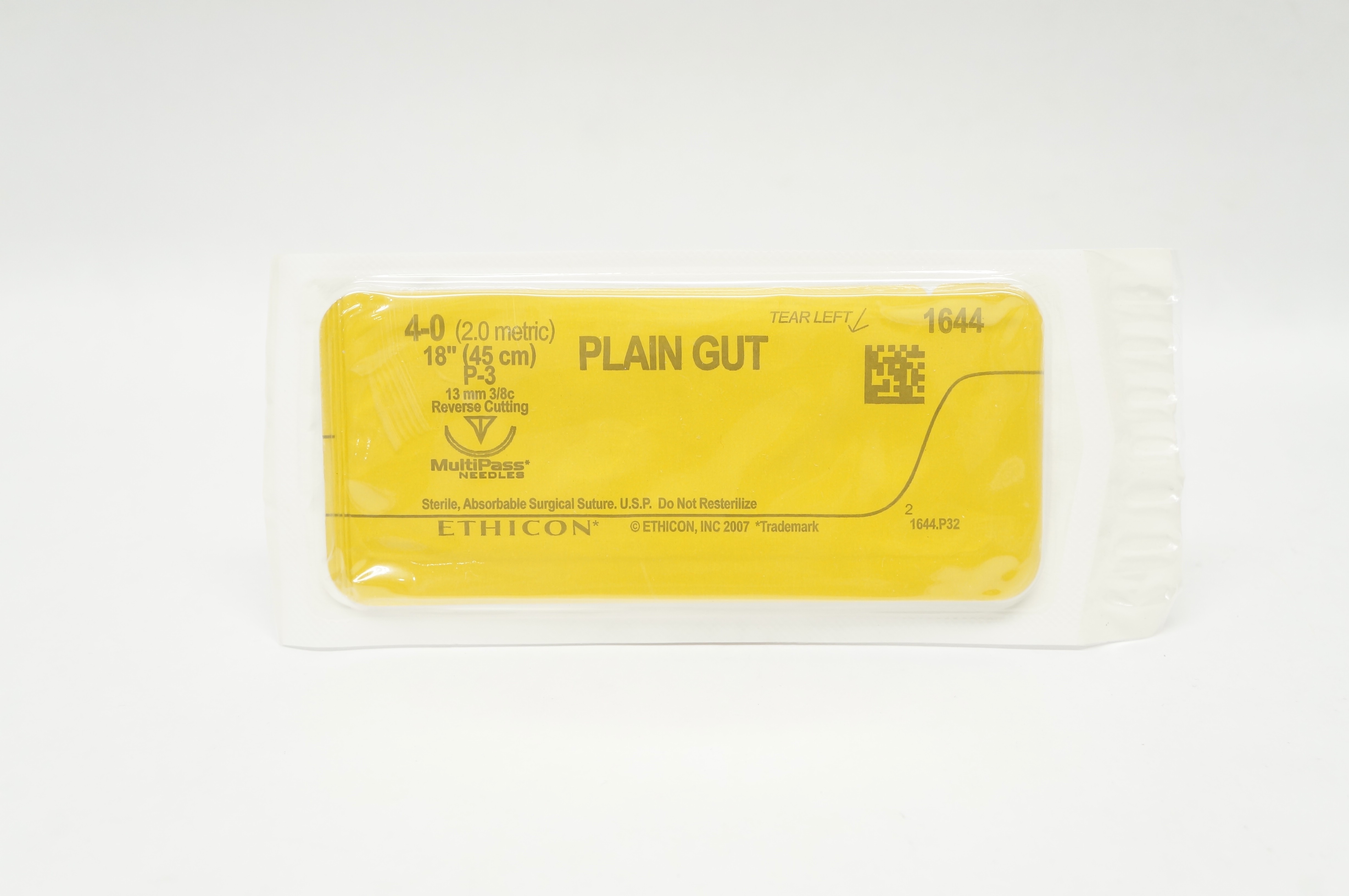 Ethicon 1644 4-0 PLAIN GUT P-3 13mm 3/8c Reverse Cutting 18inch (x)