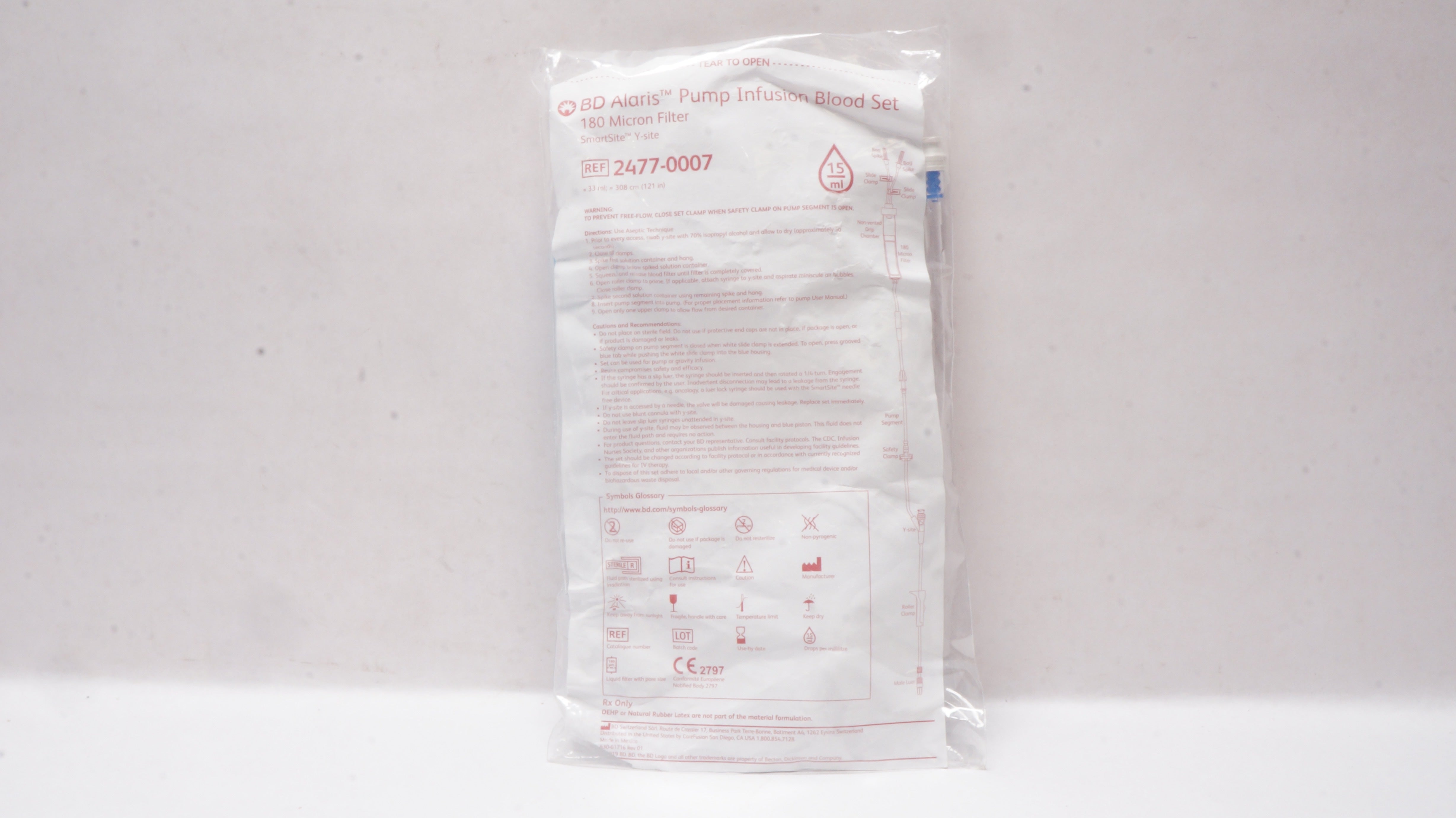 BD 2477-0007 Alaris Pump Infusion Blood Set 180 Micron Filter 15ml