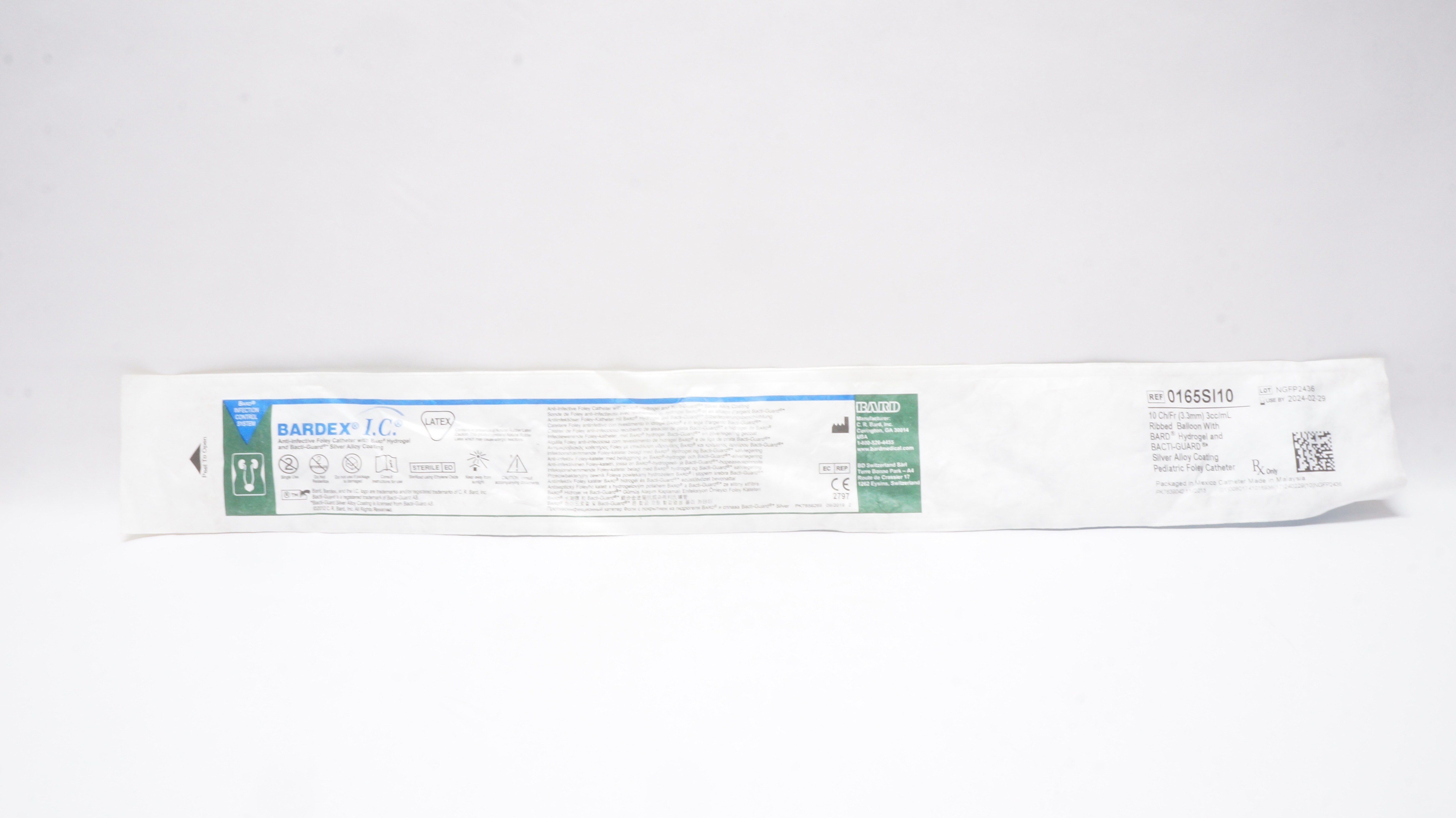 Bard 0165SI10 Bardex I.C. Anti-infective Foley Cath. 10Ch/Fr 3cc/ml Balloon (x)