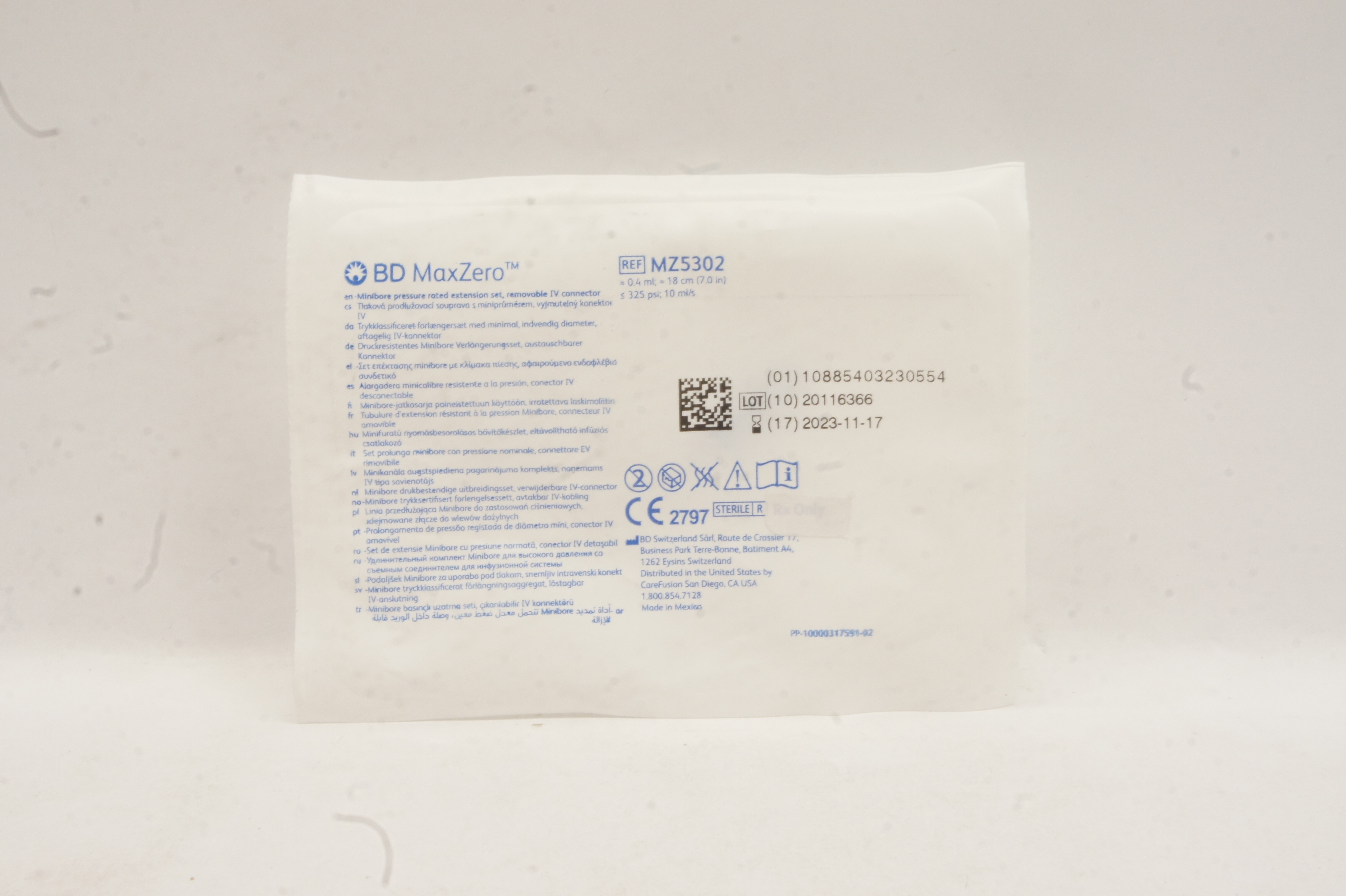 BD MZ5302 MaxZero Minibore Pressure Rated Extension Set