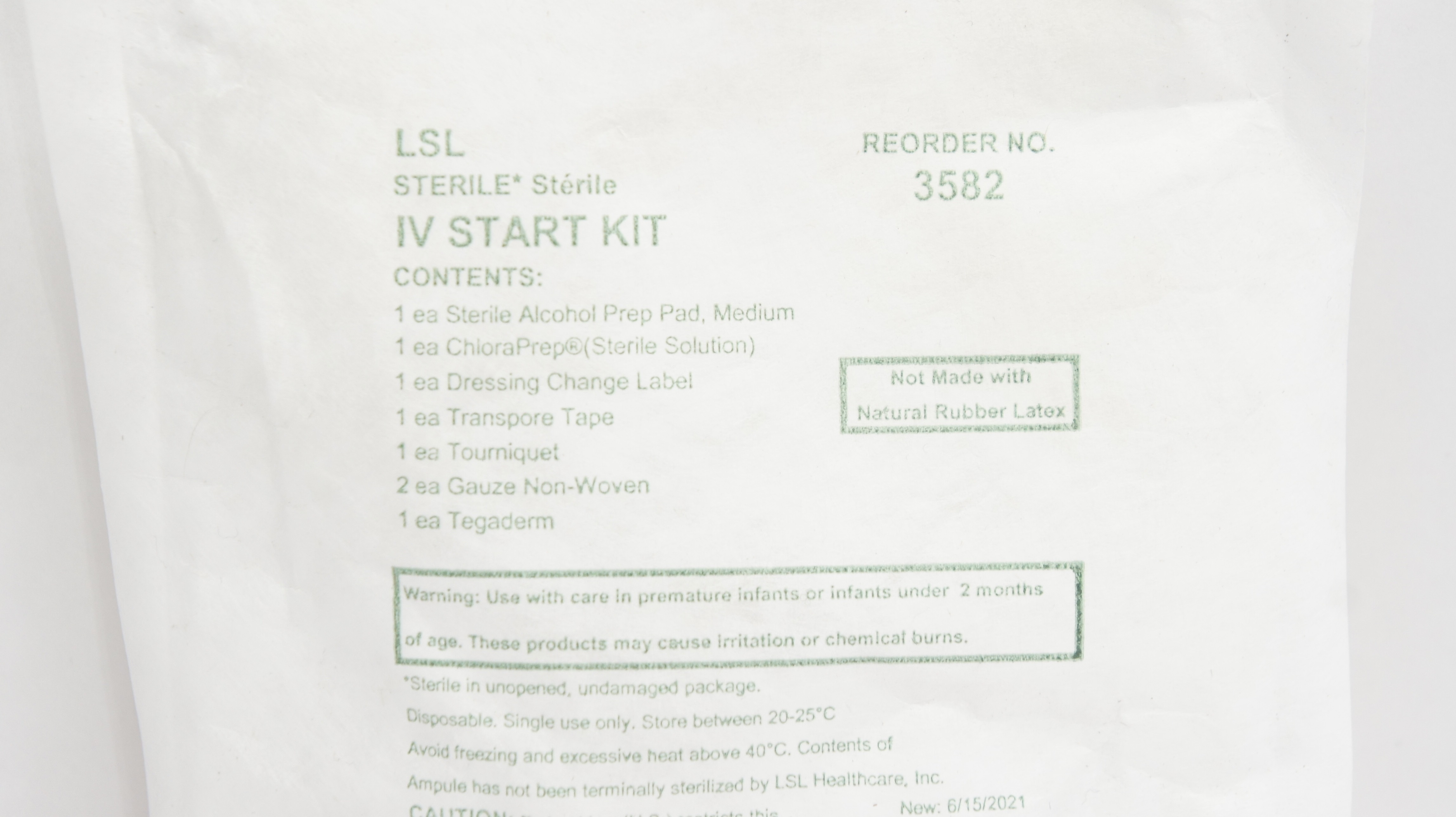 LSL Healthcare 3582 Tegaderm Sterile IV Start Kit (x)