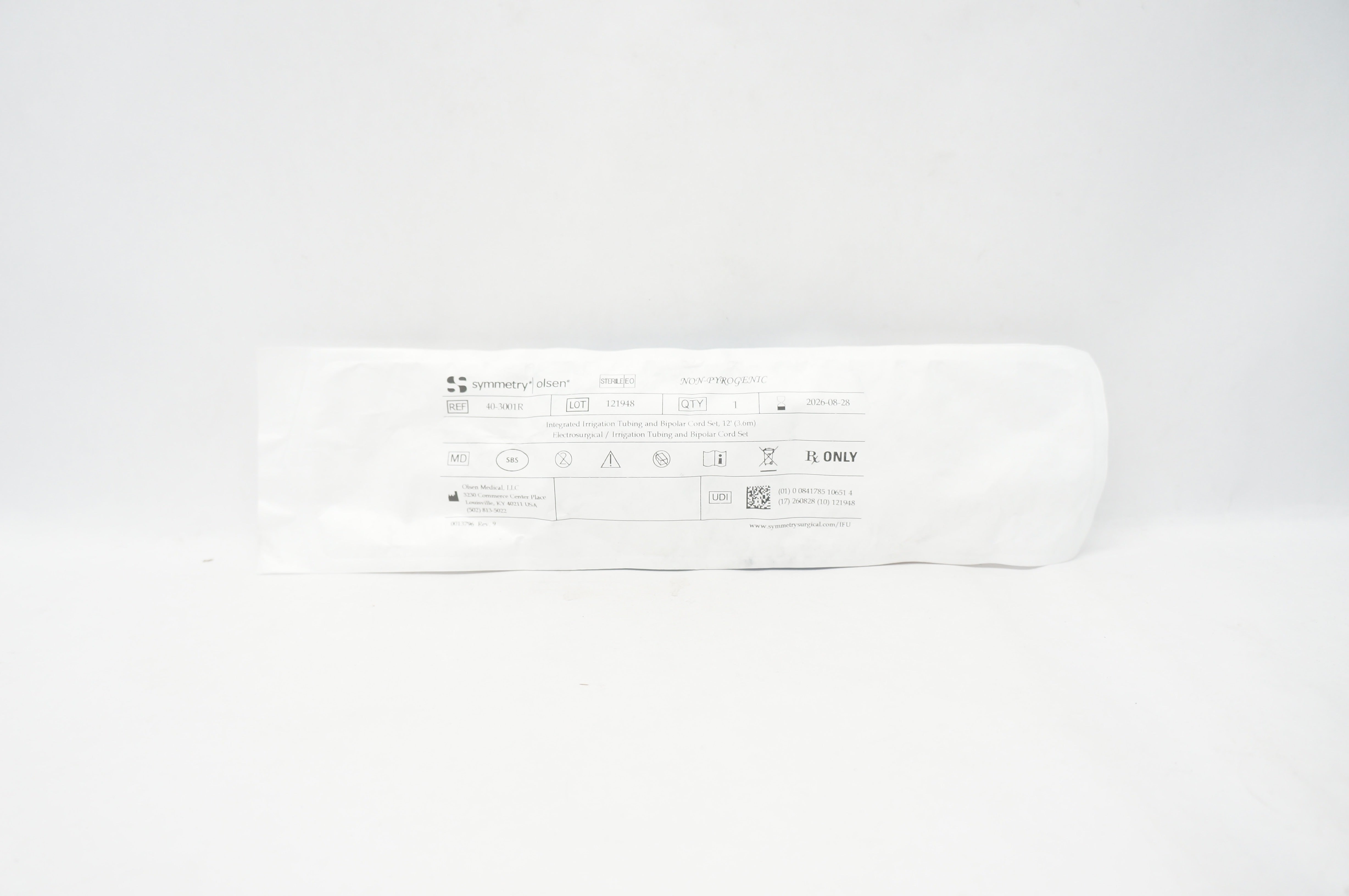 Olsen 40-3001R Symmetry Integrated Irrigation Tubing & Bipolar Cord Set 12Ft
