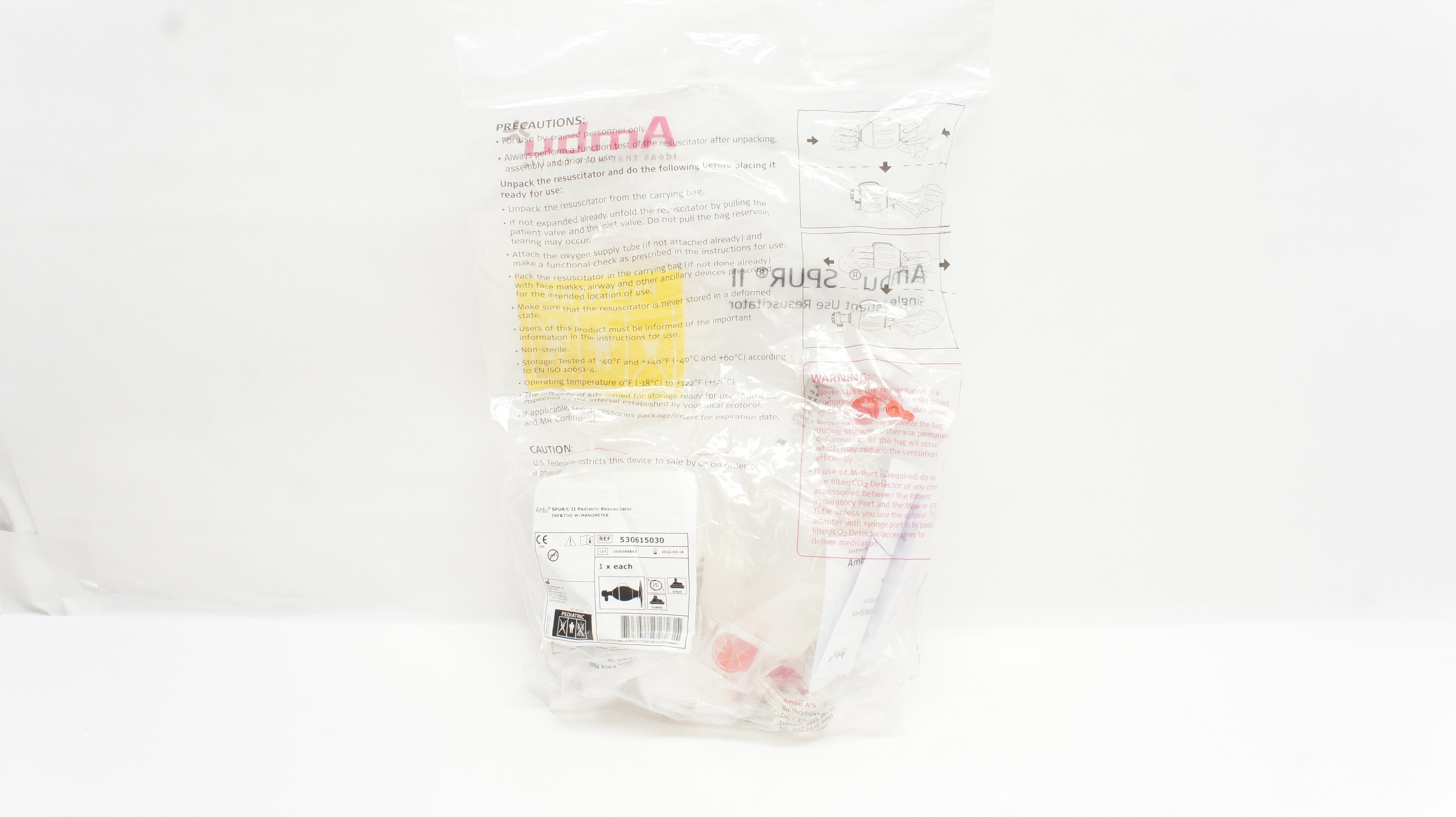 AMBU 530615030 SPUR II Pediatric Resuscitator Infant & Toddler w/Manometer (x)