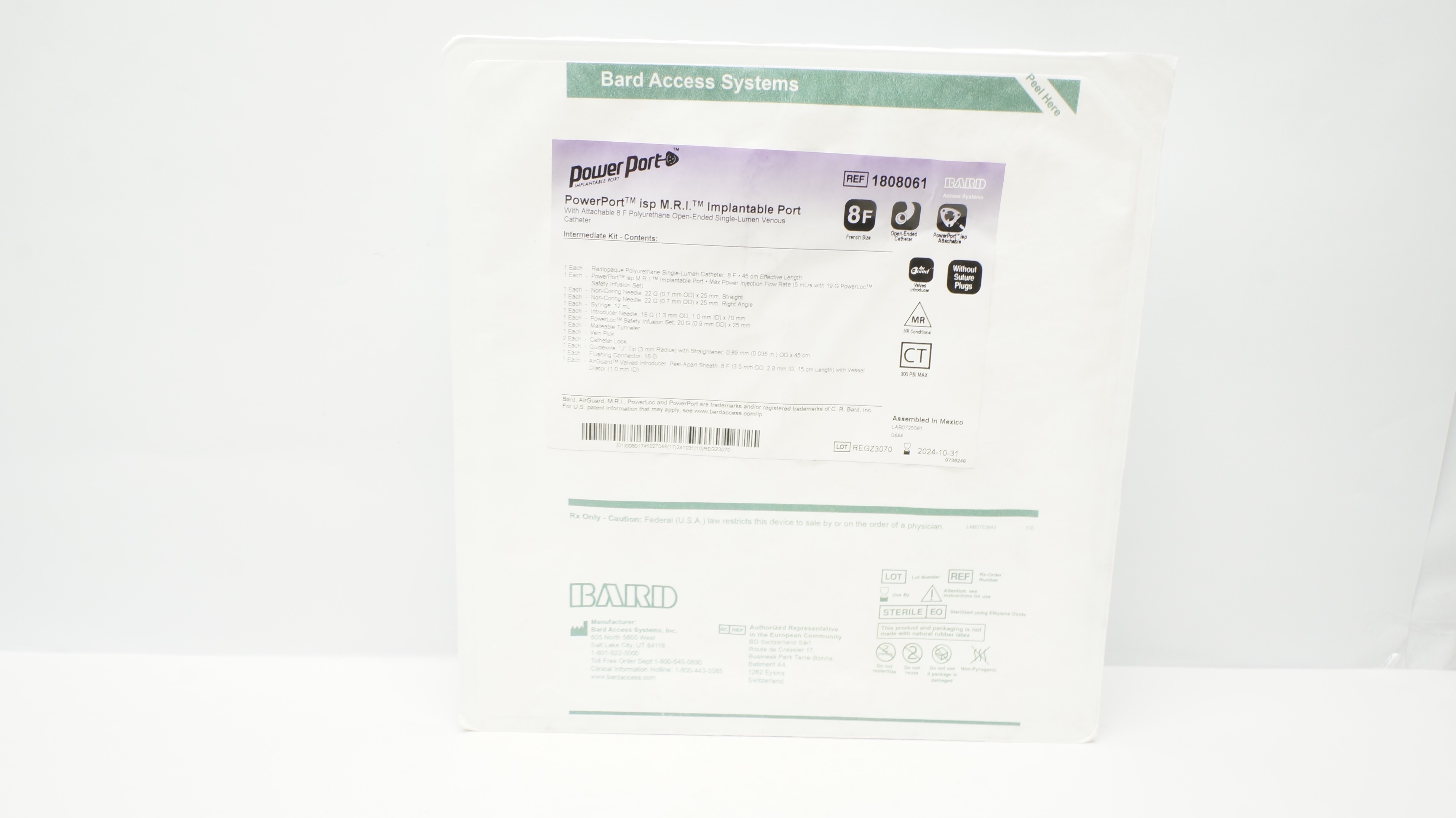 Bard 1808061 PowerPort iSP MRI Implantable Port w/8F Venous Cath. (x)